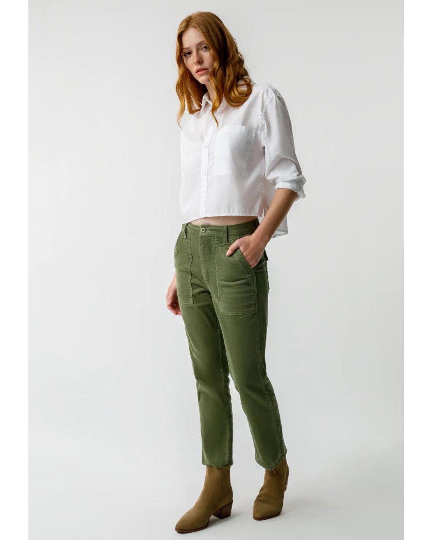 AMO Corduroy Easy Army Trouser Tea Leaf