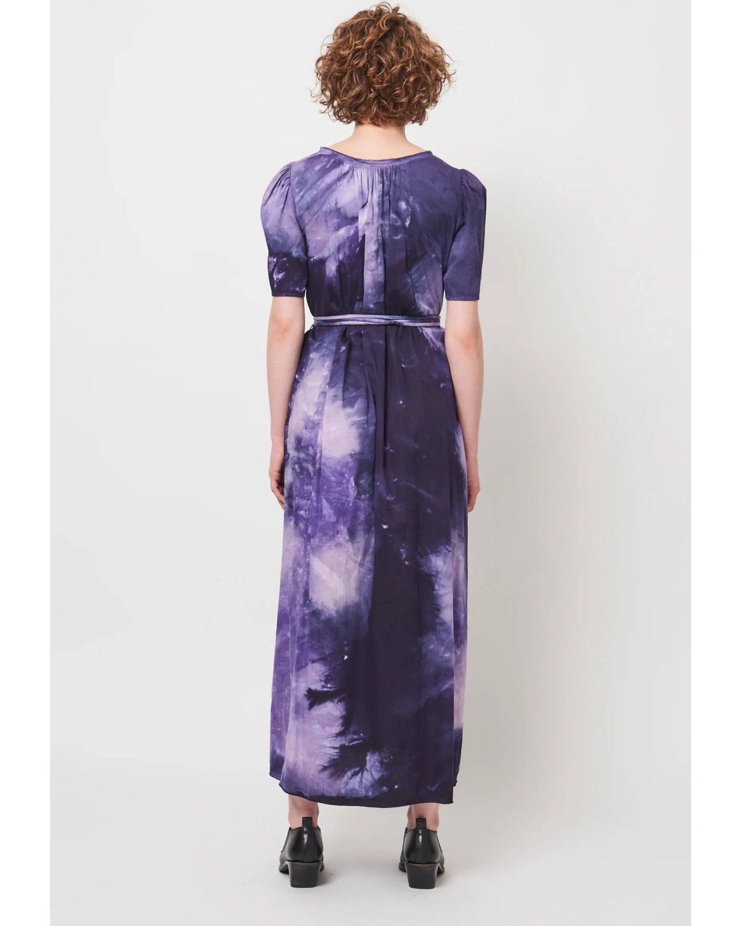 Raquel Allegra Flutter Maxi Dress Cosmic Eggplant