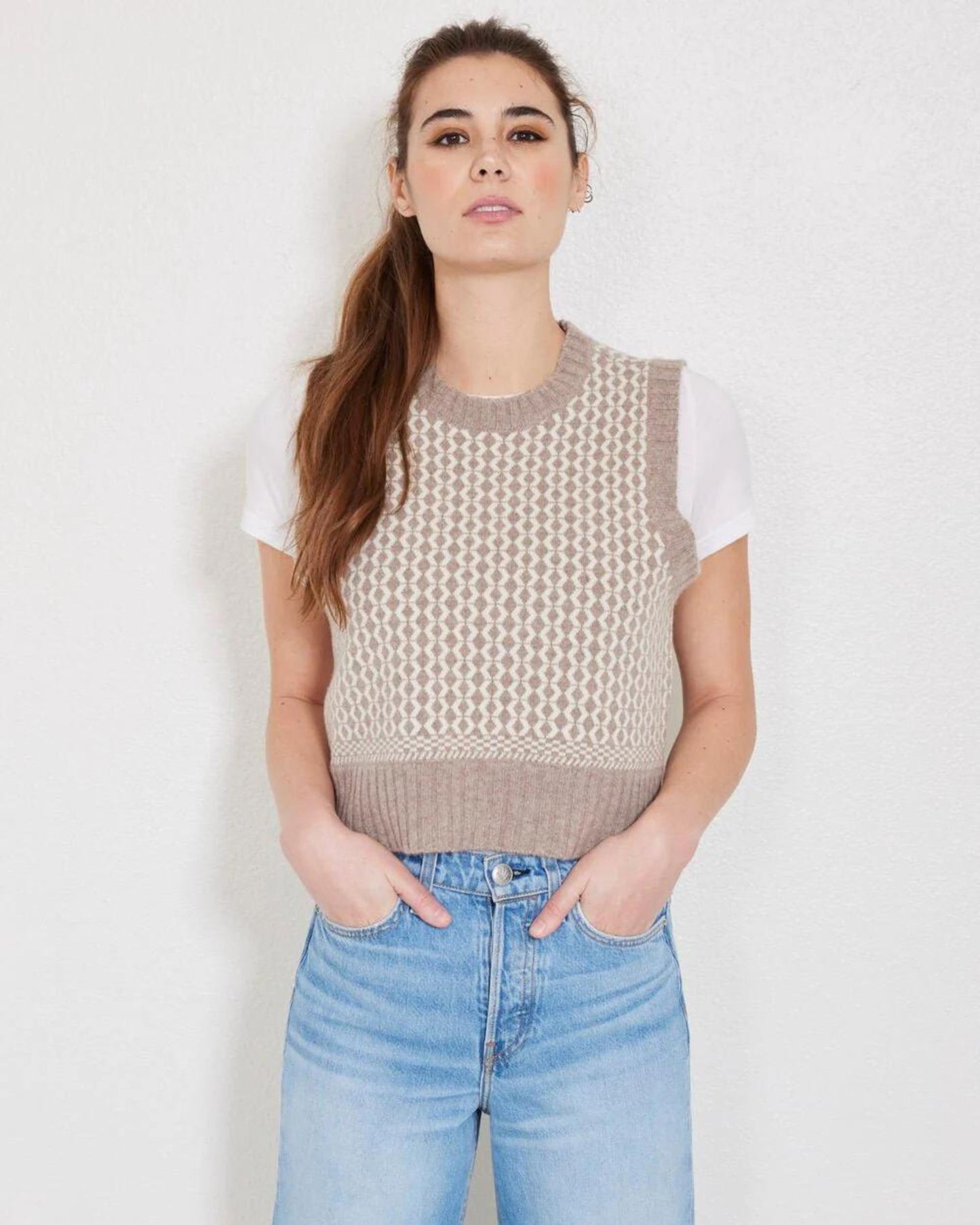 Not Monday Gillian Sweater Vest Oatmeal & Ivory-Not Monday-Thistle Hill