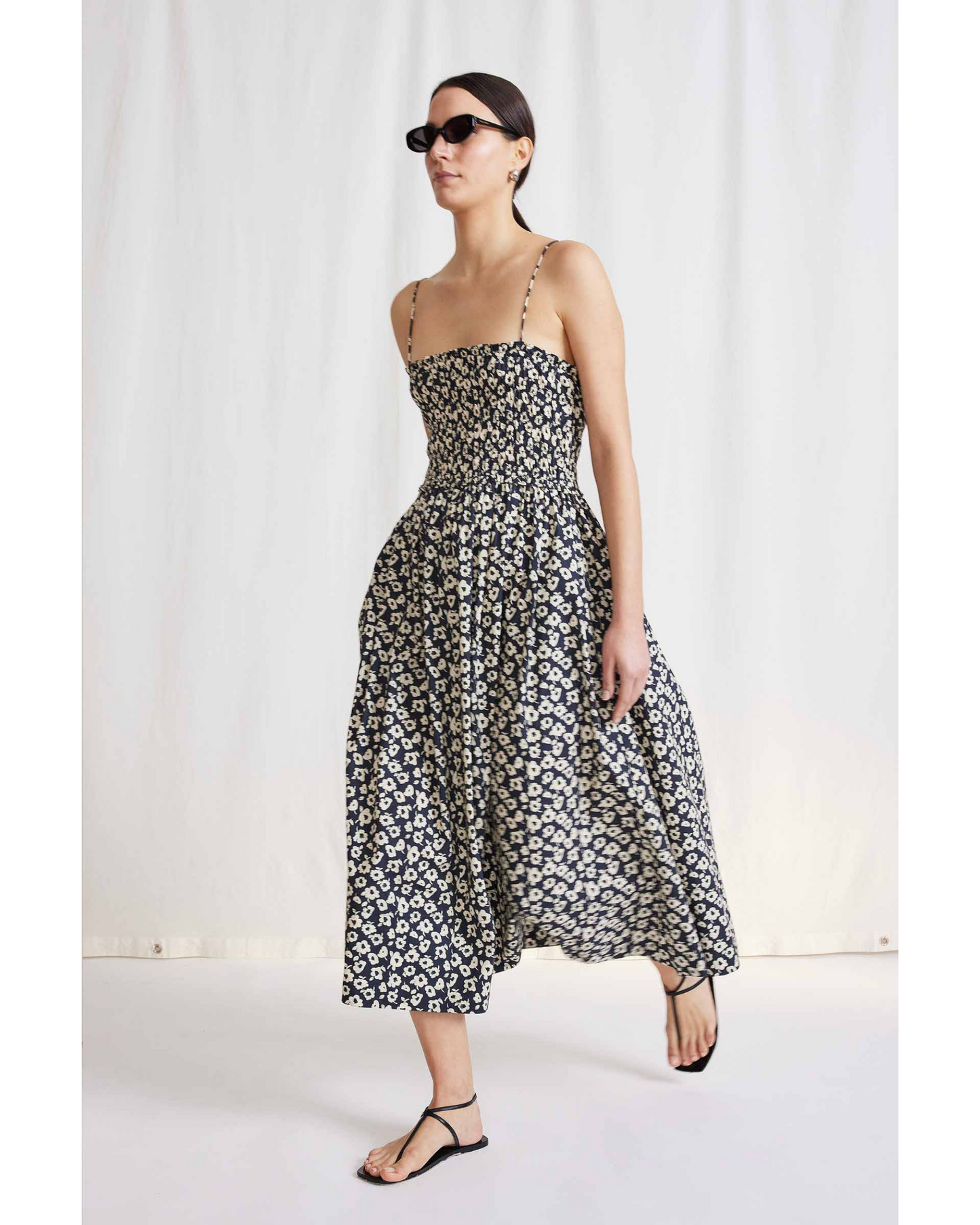Apiece Apart Porta Smocked Spaghetti Dress Optic Floral