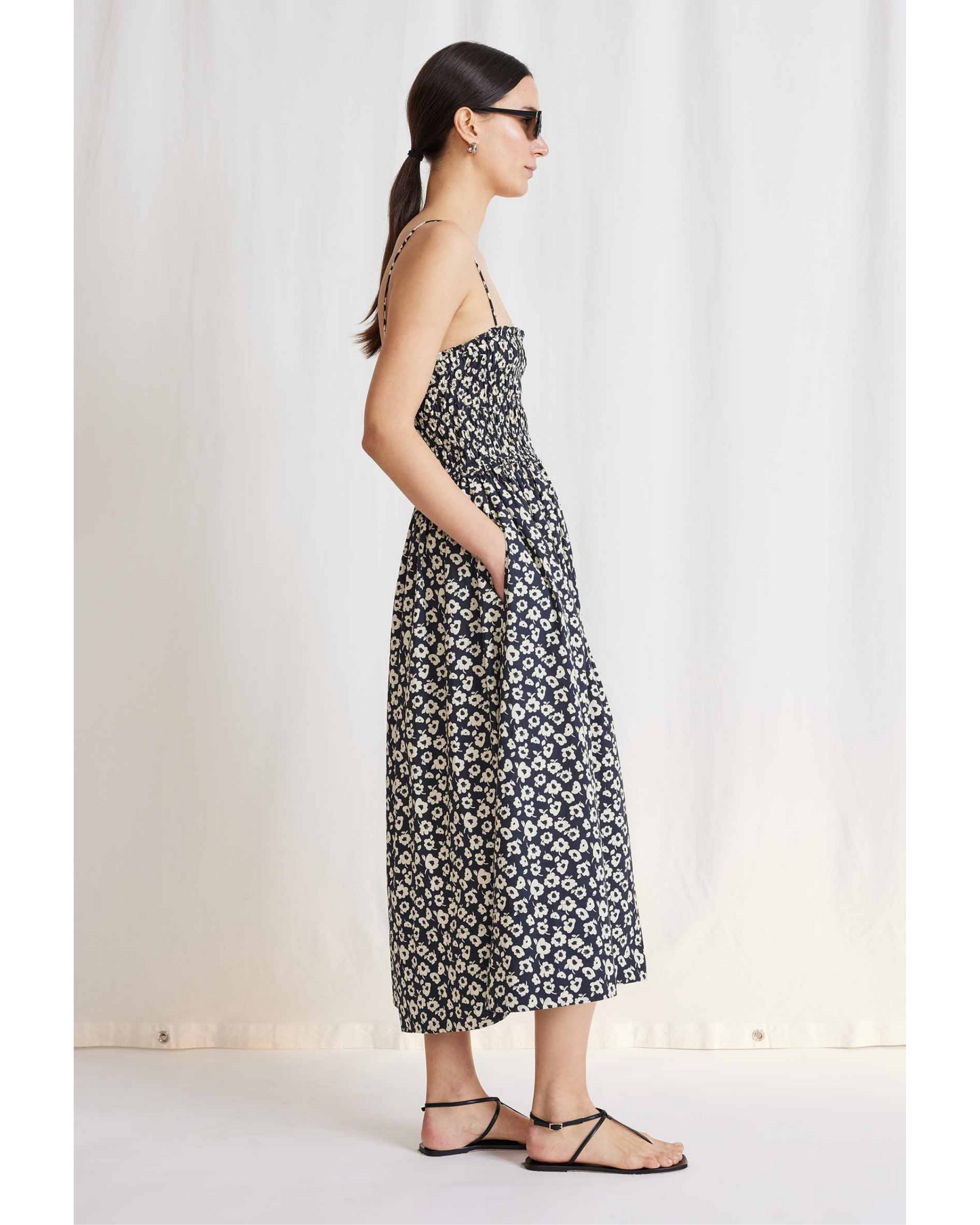 Apiece Apart Porta Smocked Spaghetti Dress Optic Floral