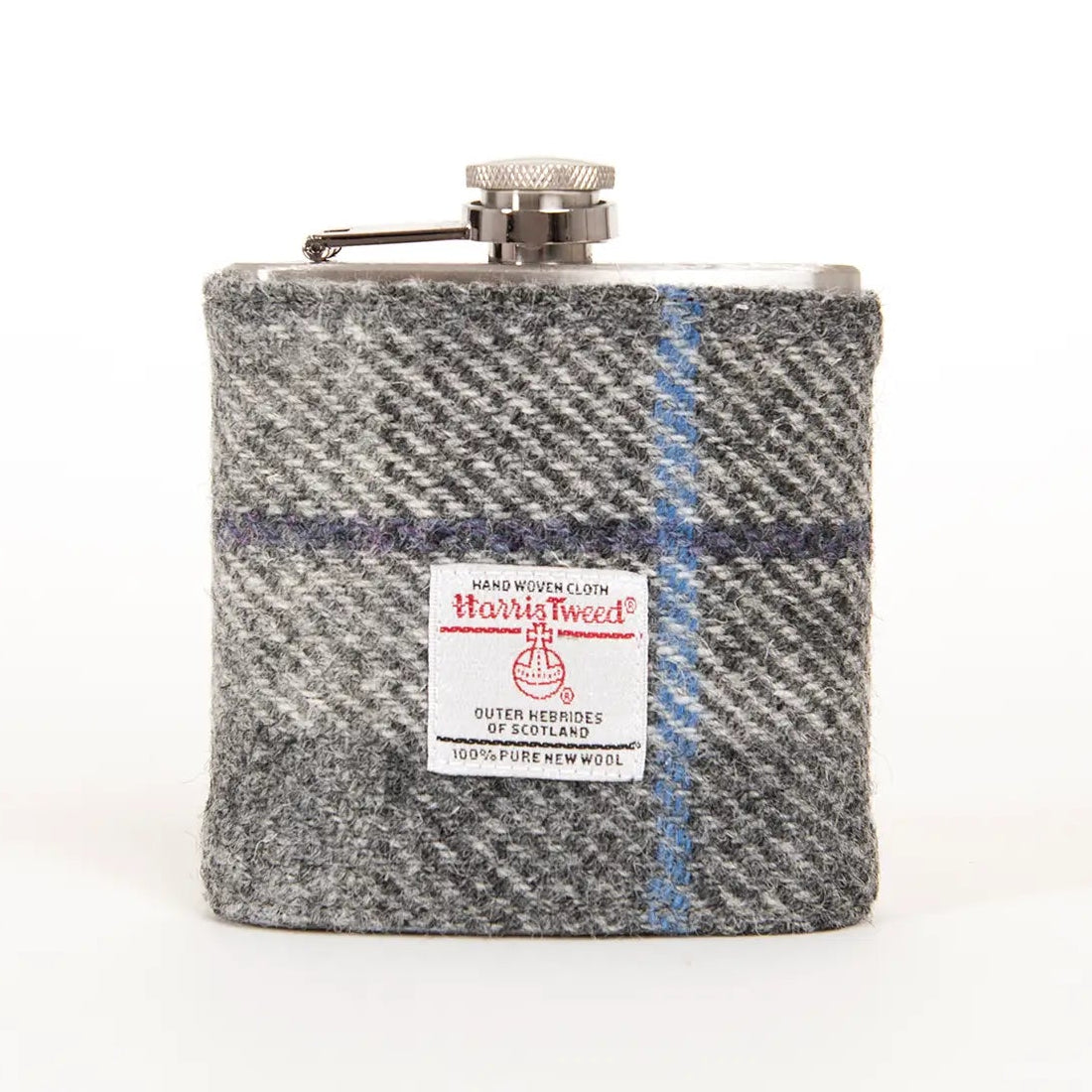 Harris Tweed Flask Grey Tartan-Thistle Hill-Thistle Hill