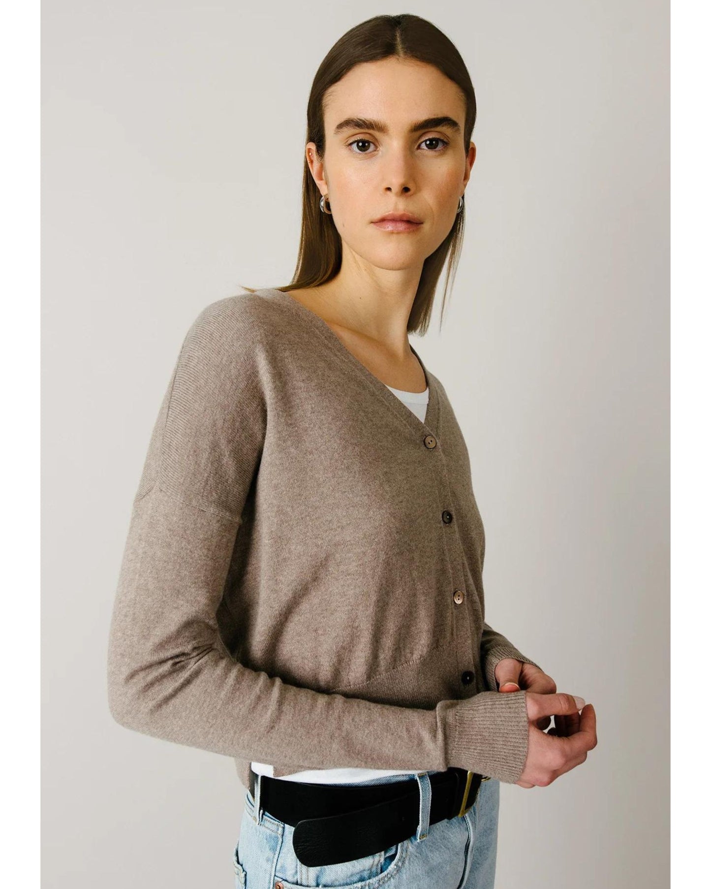 Organic by John Patrick Toffee Crop Cardigan