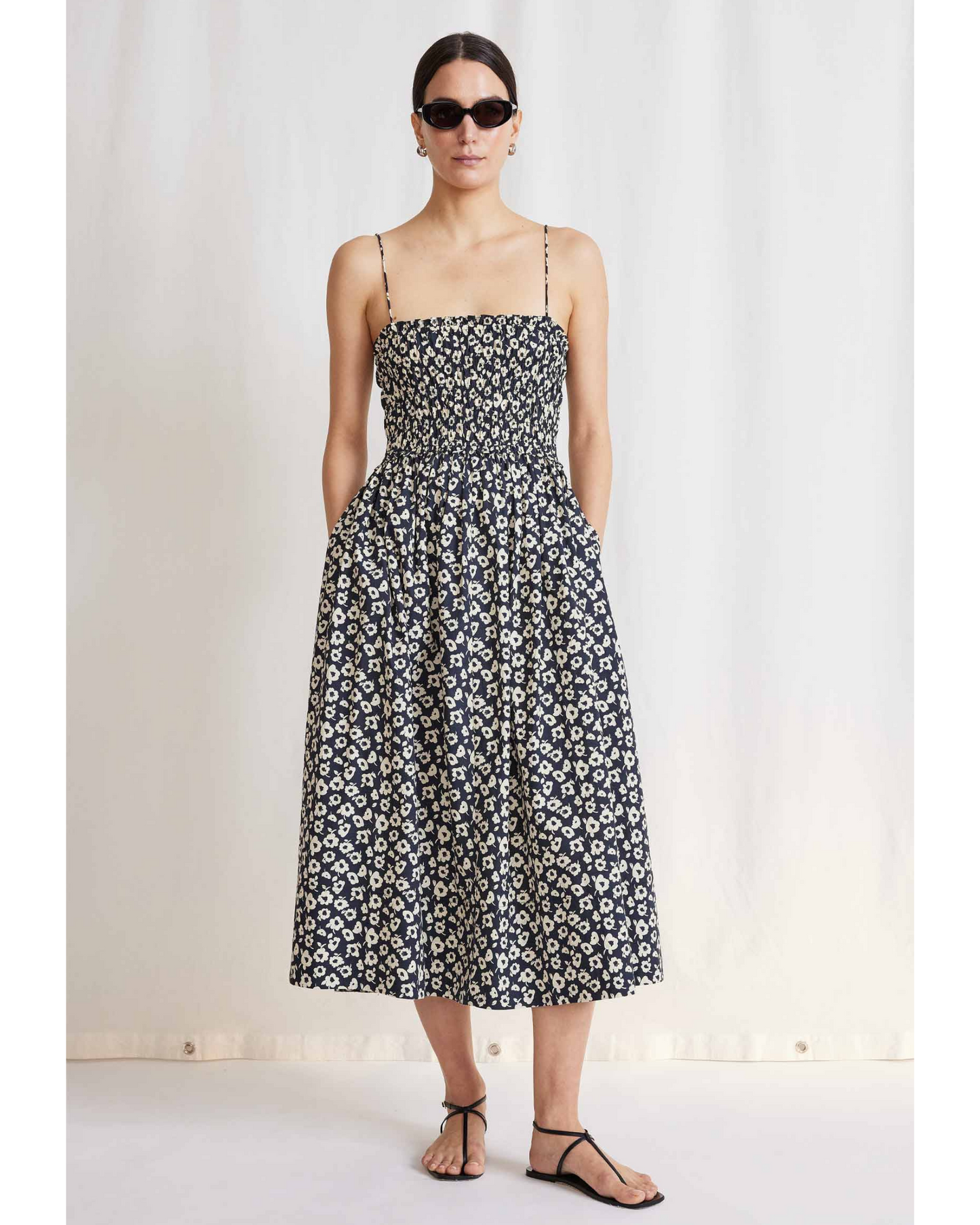 Apiece Apart Porta Smocked Spaghetti Dress Optic Floral