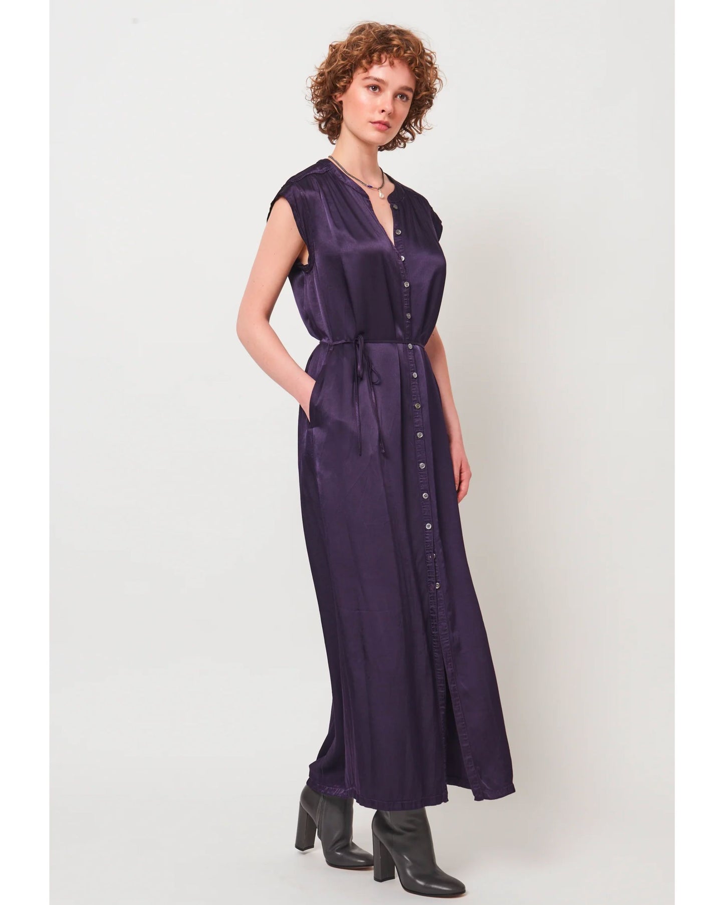 Raquel Allegra Violet Maxi Dress Dark Eggplant