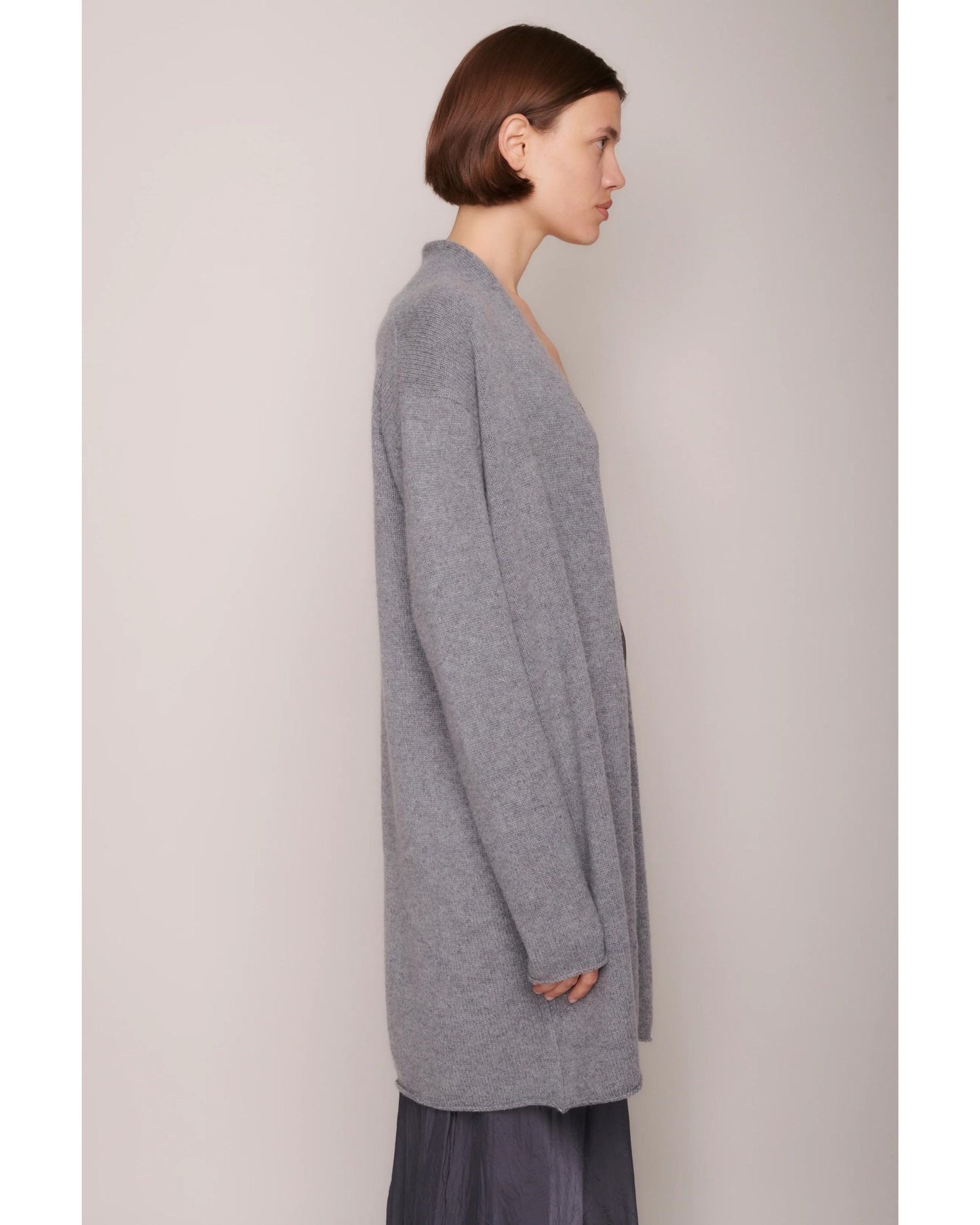Organic by John Patrick Sadie Open Cardigan Grey Melange Cashmere