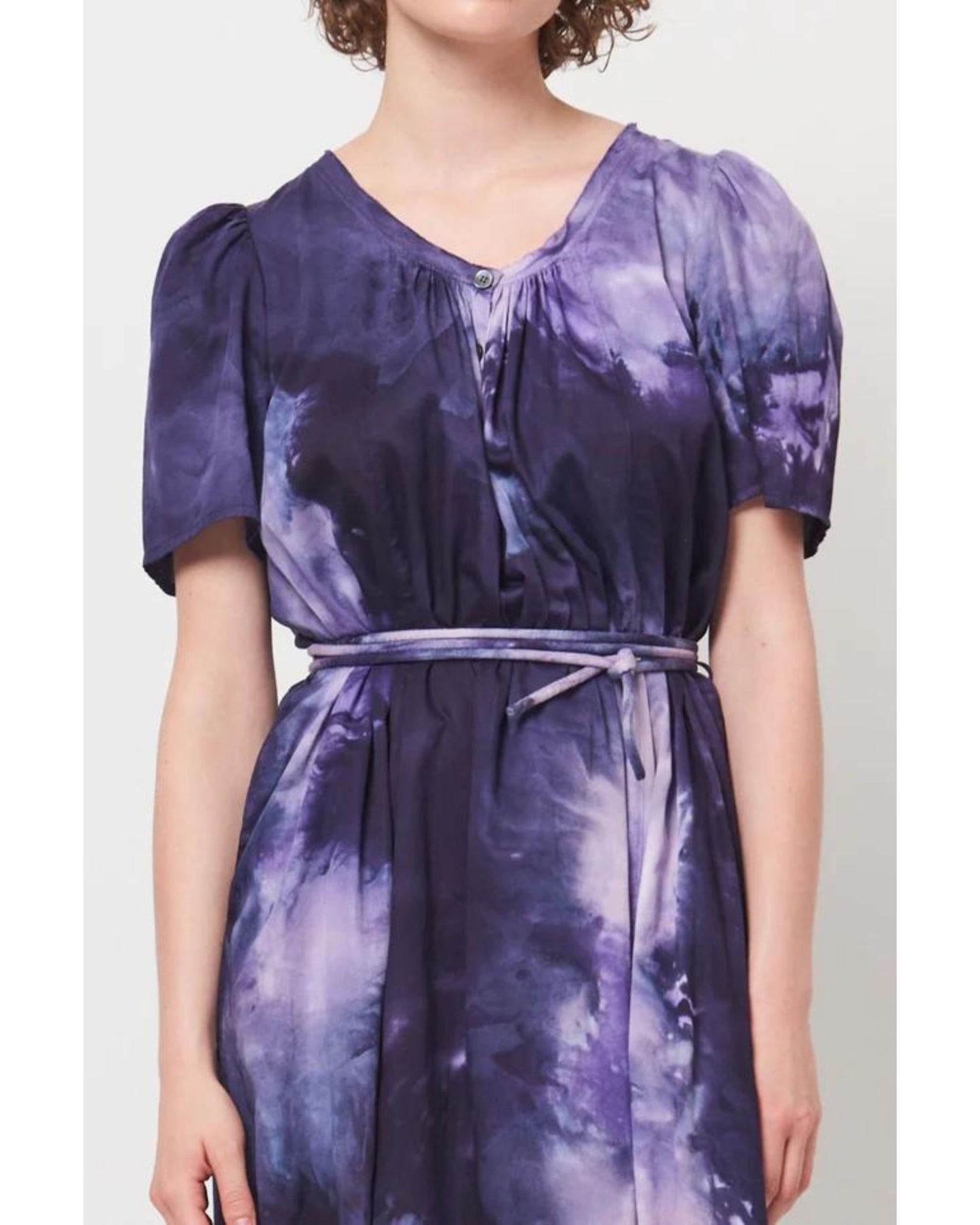 Raquel Allegra Flutter Maxi Dress Cosmic Eggplant