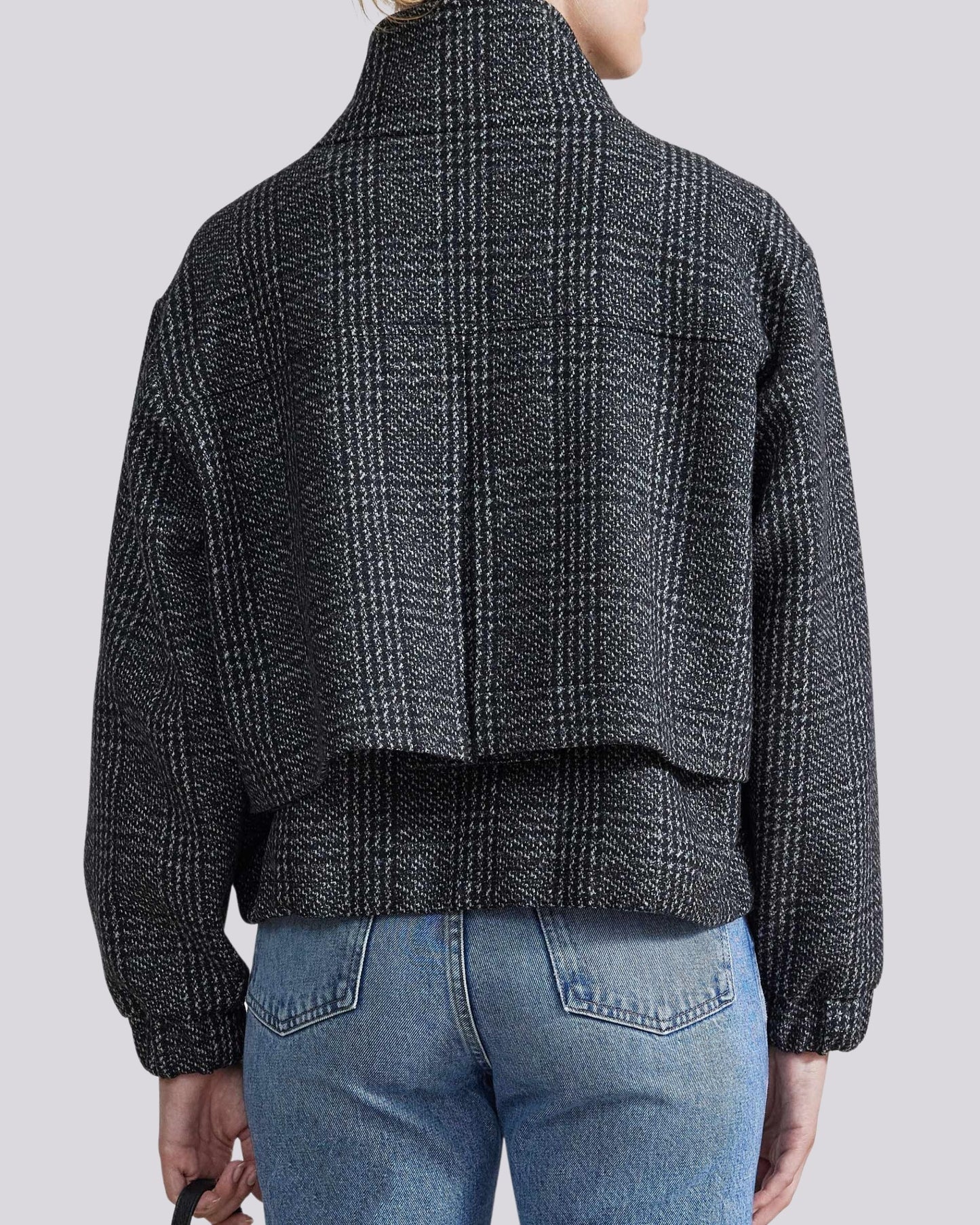 Apiece Apart Selva Cropped Bomber Plaid Black