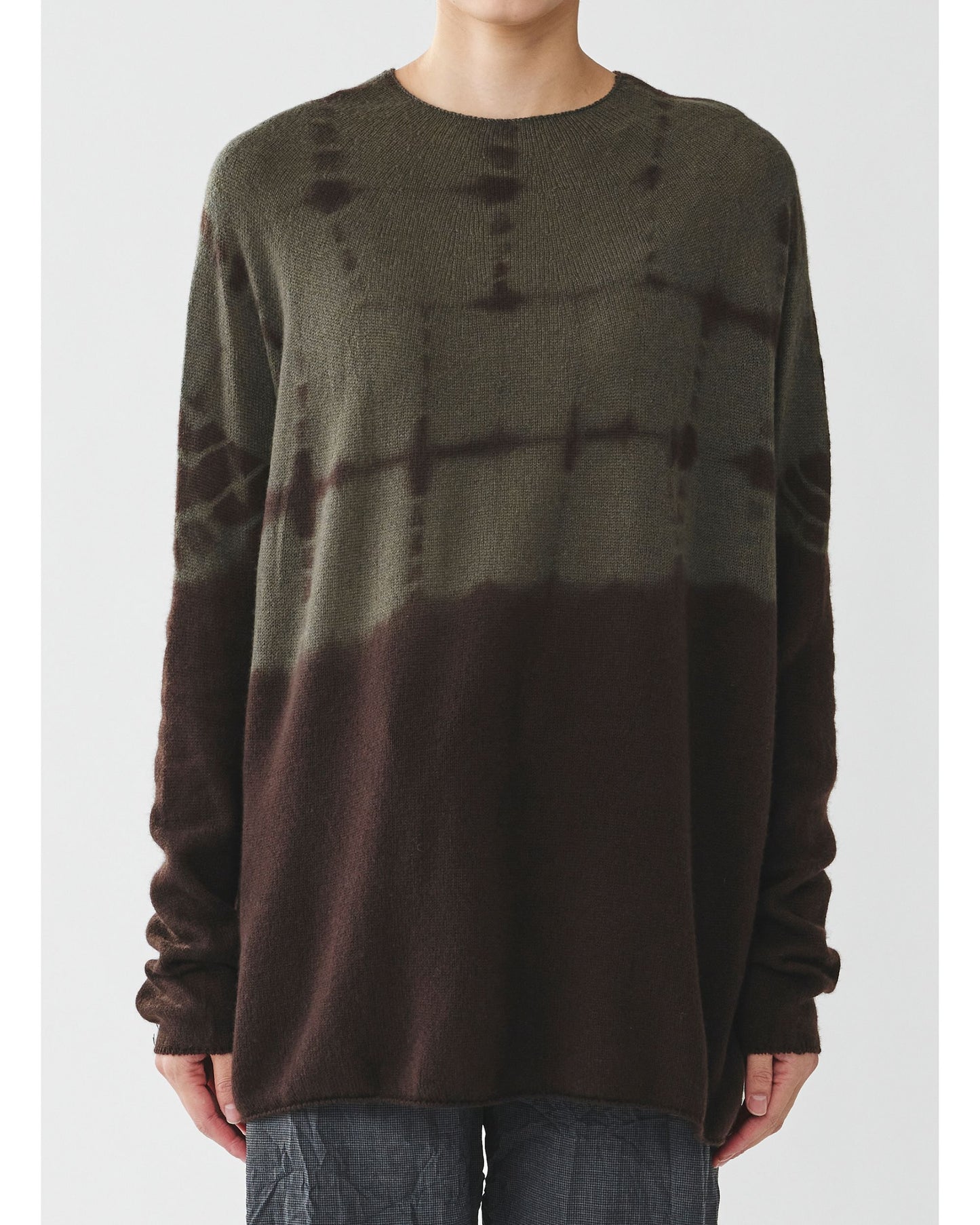 Pas de Calais Cashmere Shibori Brown Crew Neck Pullover