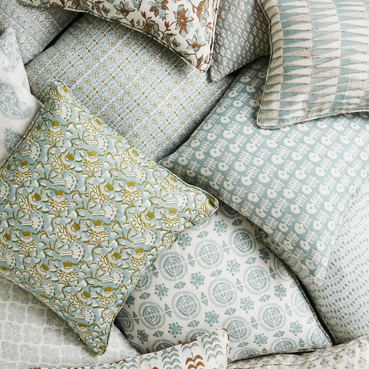 Walter G Iznik Celadon Moss Linen Cushion-Walter G-Thistle Hill