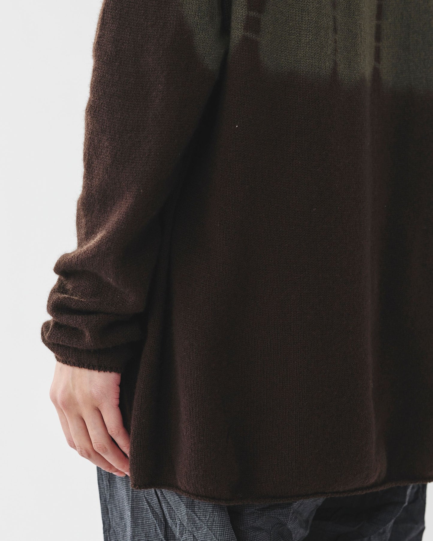 Pas de Calais Cashmere Shibori Brown Crew Neck Pullover