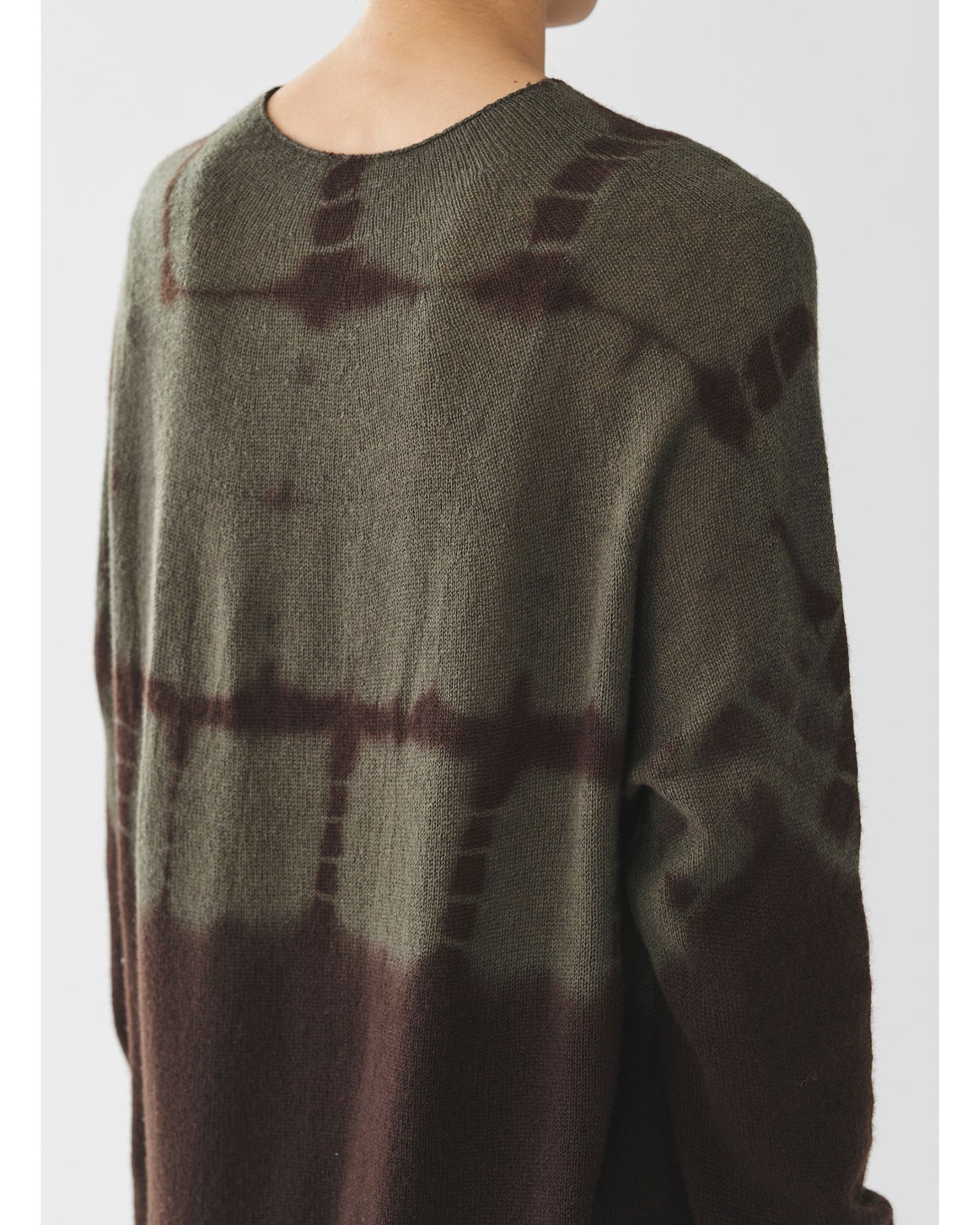 Pas de Calais Cashmere Shibori Brown Crew Neck Pullover
