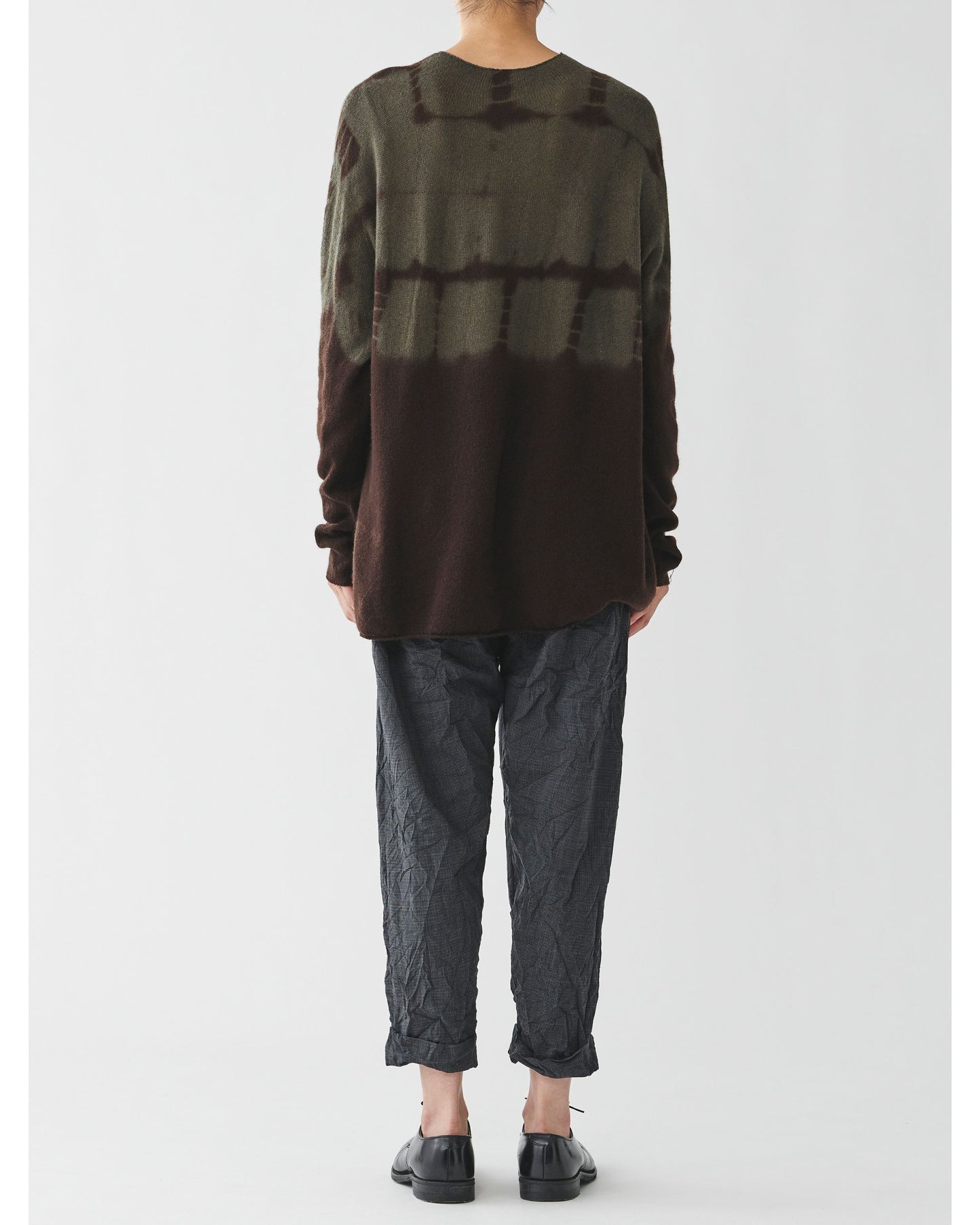 Pas de Calais Cashmere Shibori Brown Crew Neck Pullover