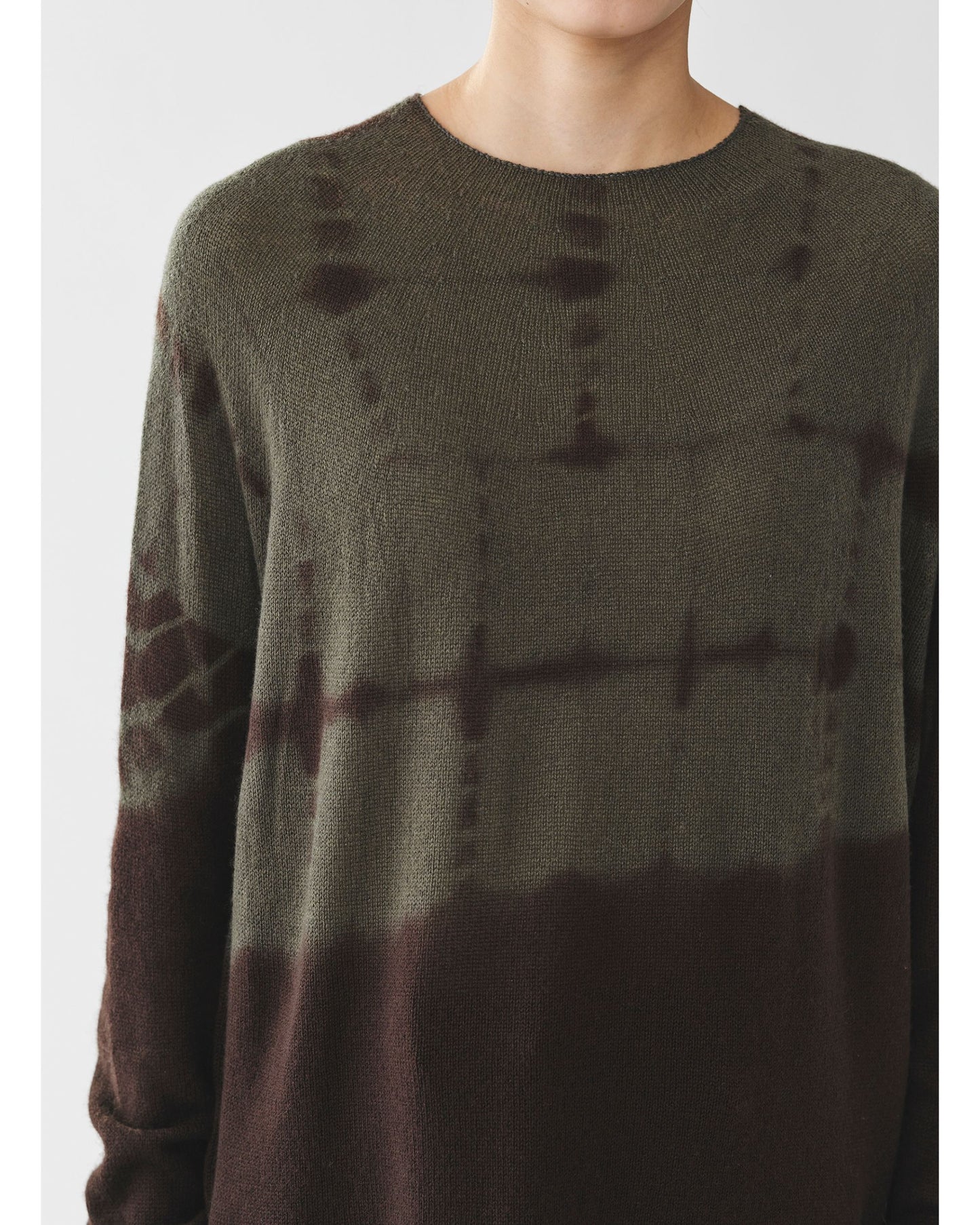 Pas de Calais Cashmere Shibori Brown Crew Neck Pullover