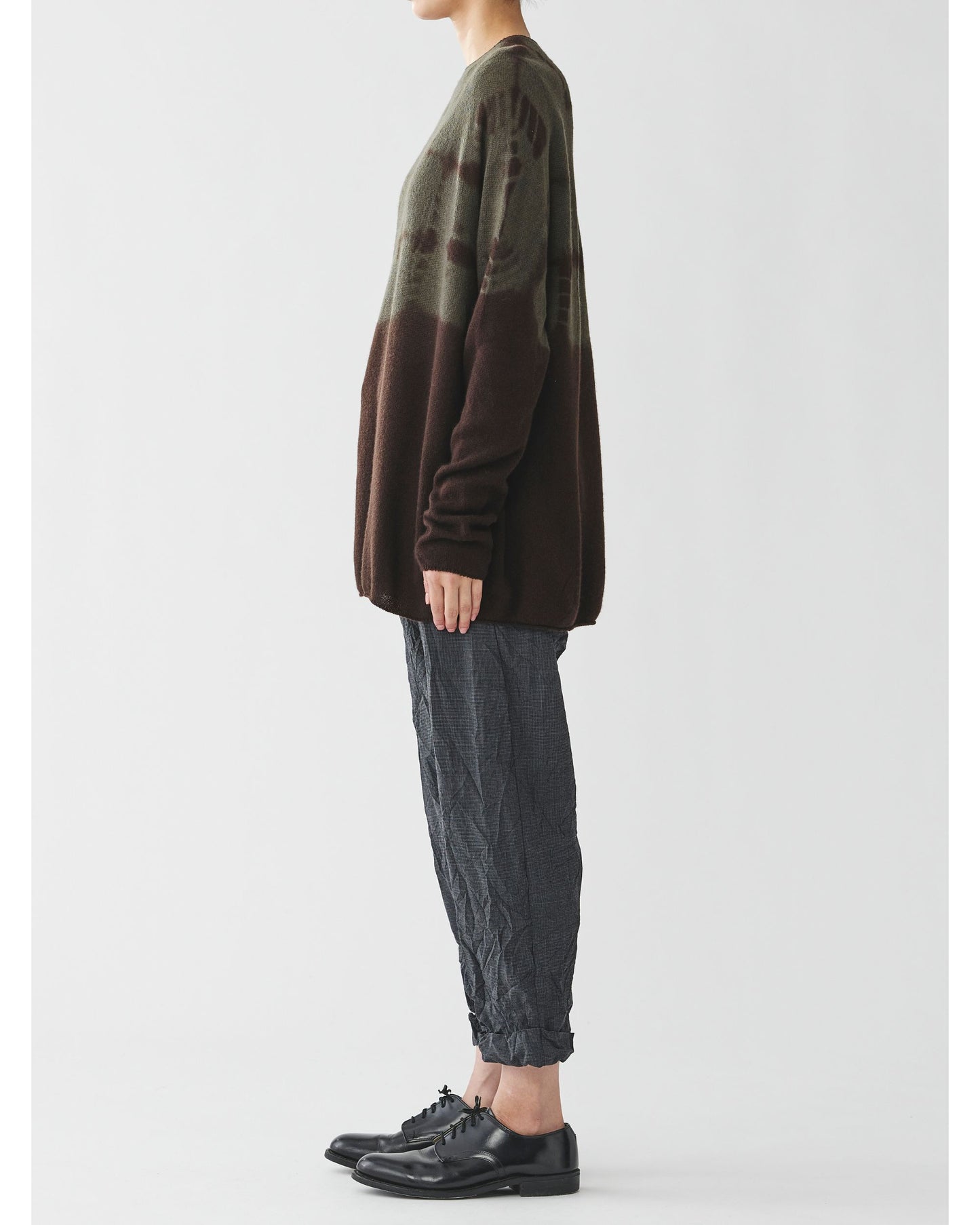 Pas de Calais Cashmere Shibori Brown Crew Neck Pullover