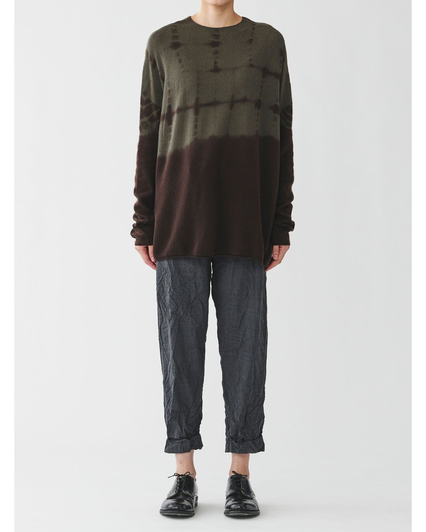 Pas de Calais Cashmere Shibori Brown Crew Neck Pullover