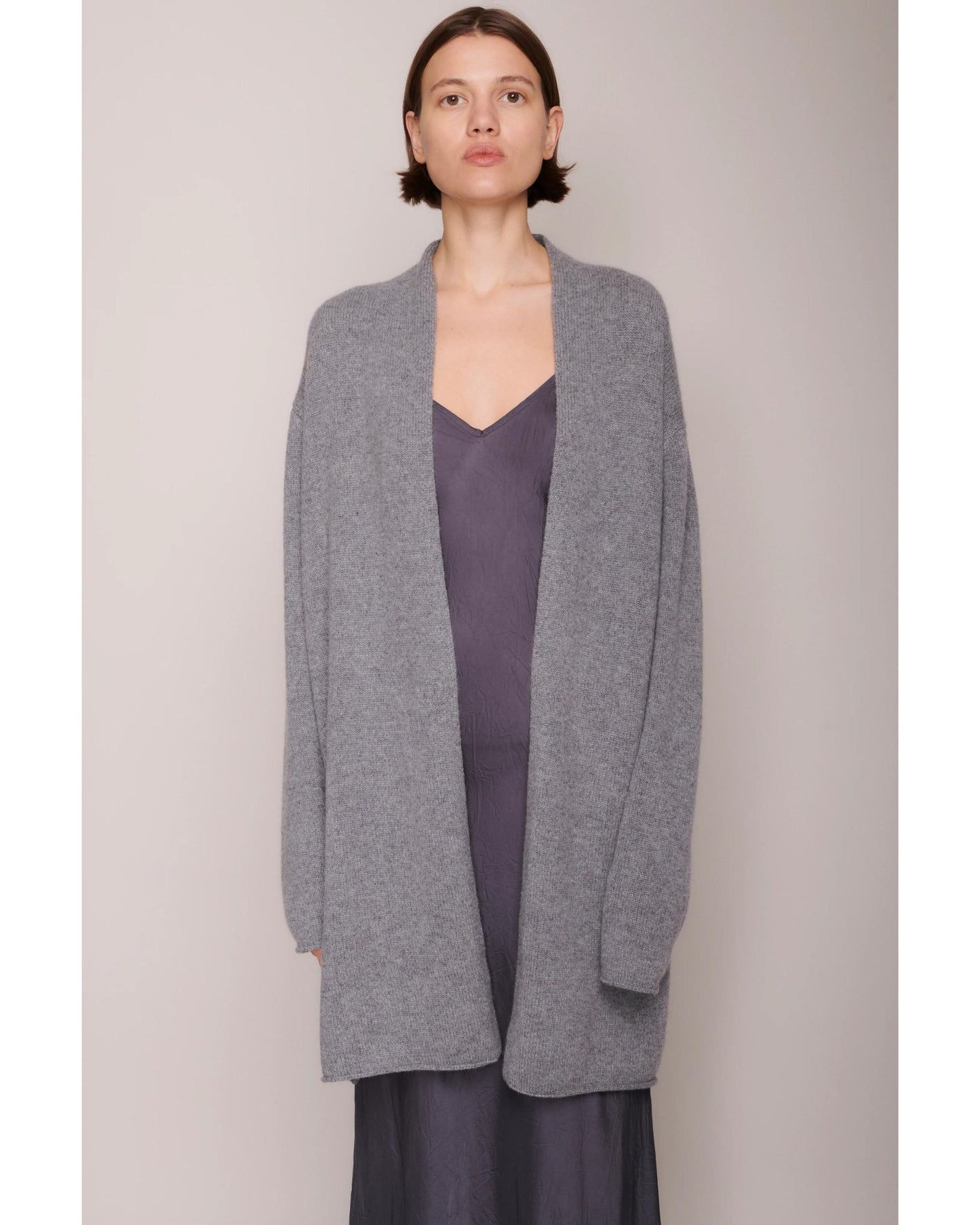 Organic by John Patrick Sadie Open Cardigan Grey Melange Cashmere