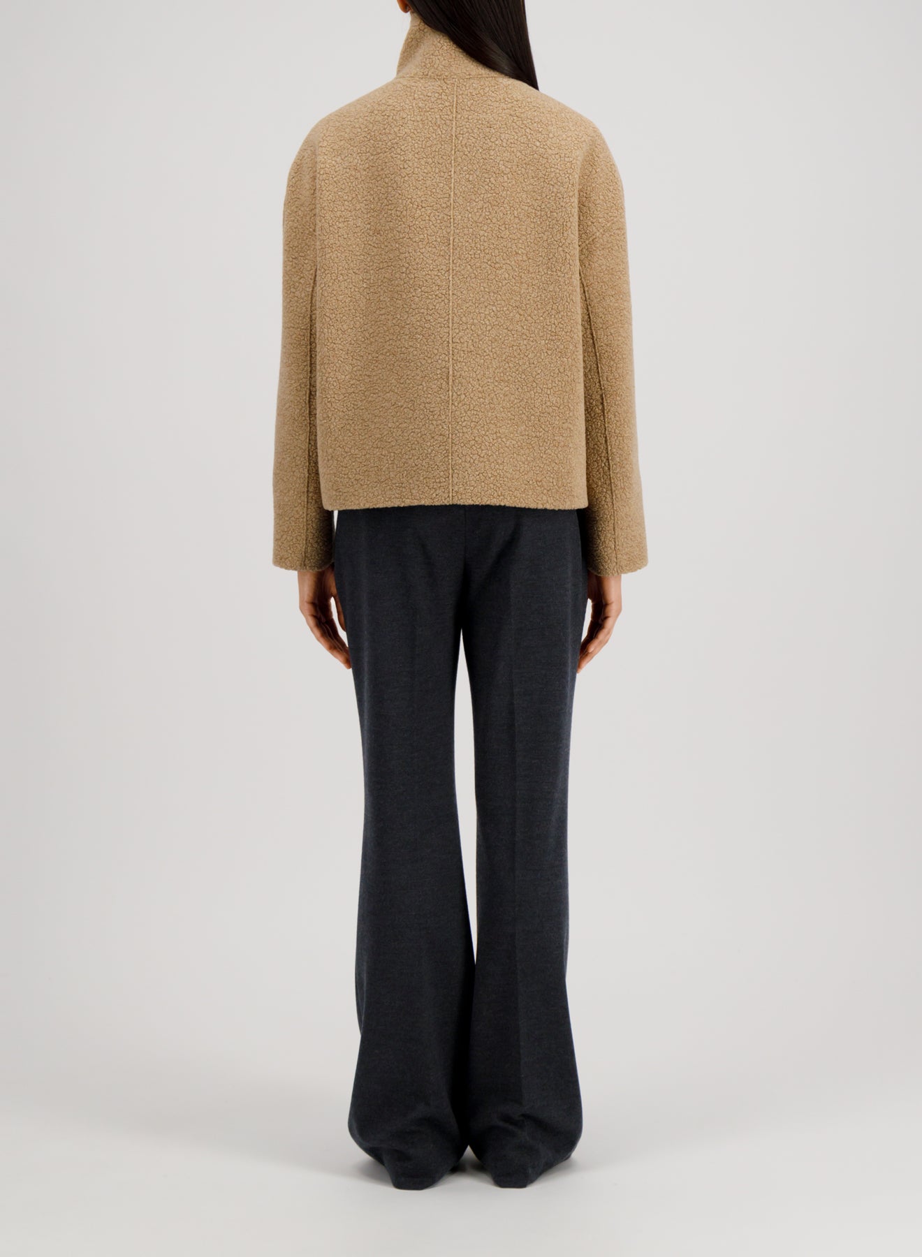 Harris Wharf London Cropped Funnel Jacket Boucle Beige-Harris Wharf London-Thistle Hill