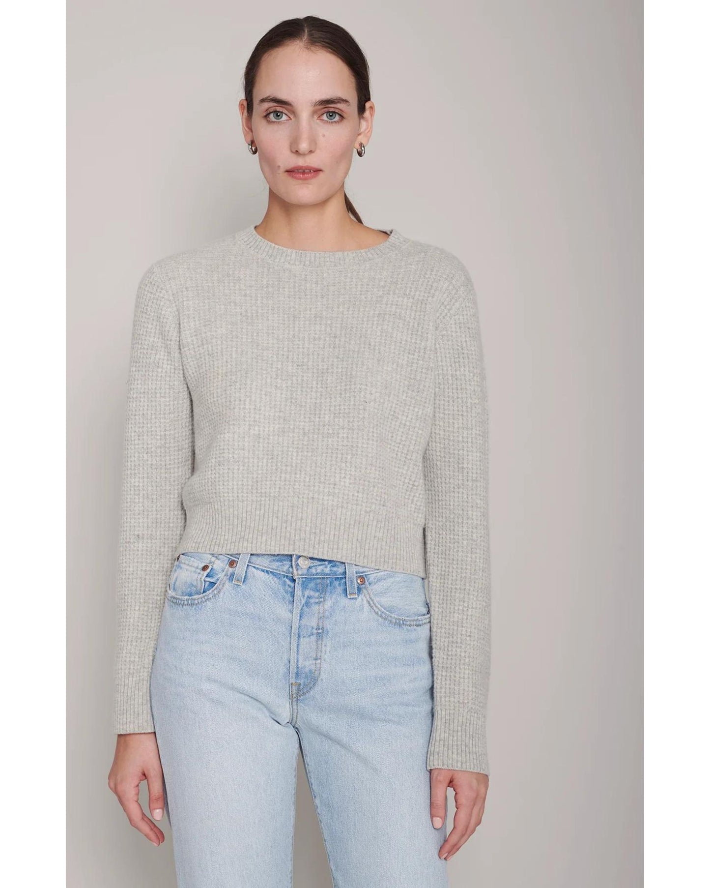 Organic by John Patrick Cora Cashmere Thermal Pullover Grey Melange