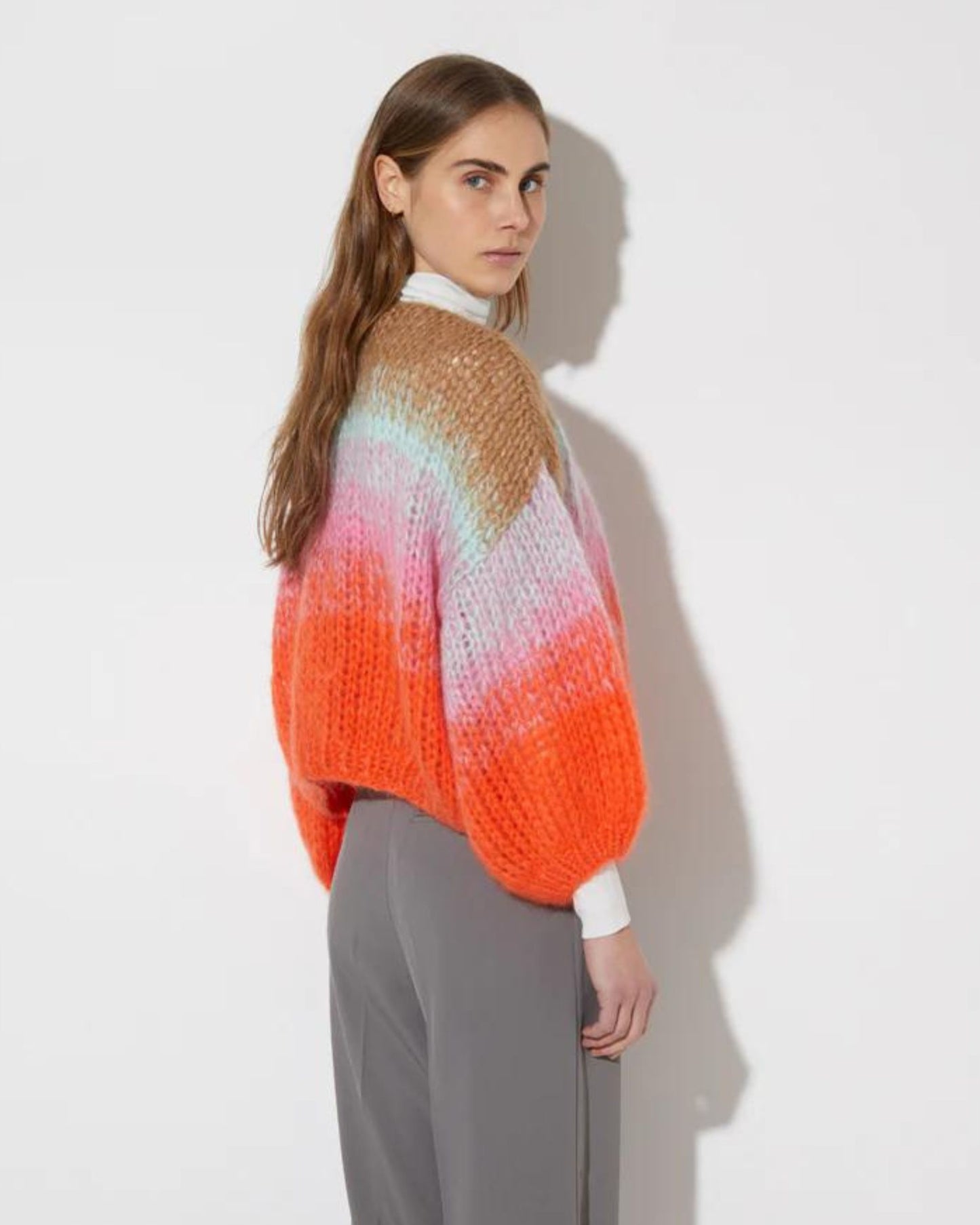 Maiami Gradient Fade Bomber Cardigan Cool Pastels