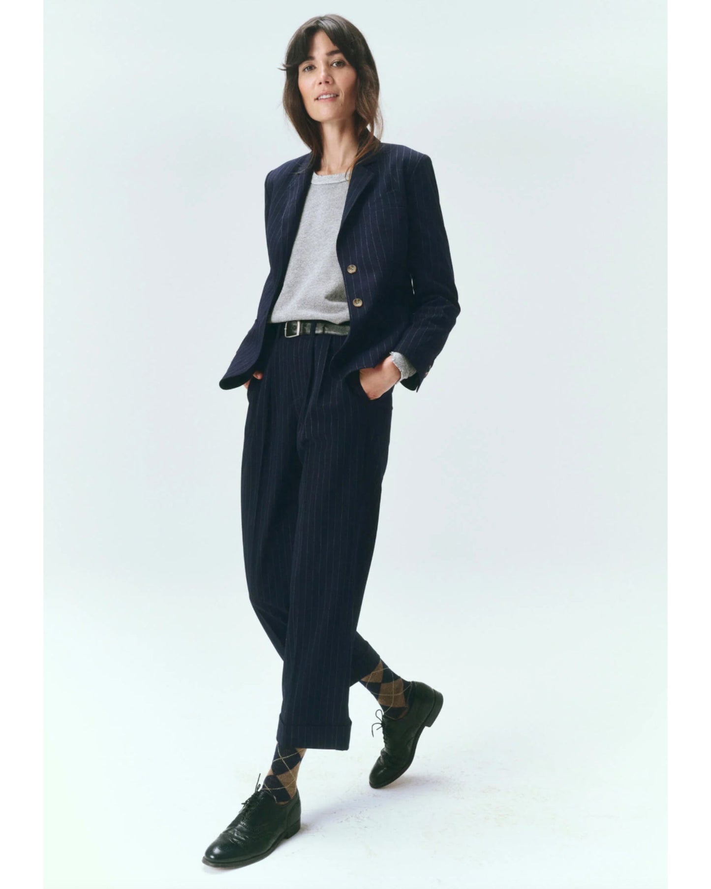 The Great The Shrunken Blazer Navy Pin Stripe