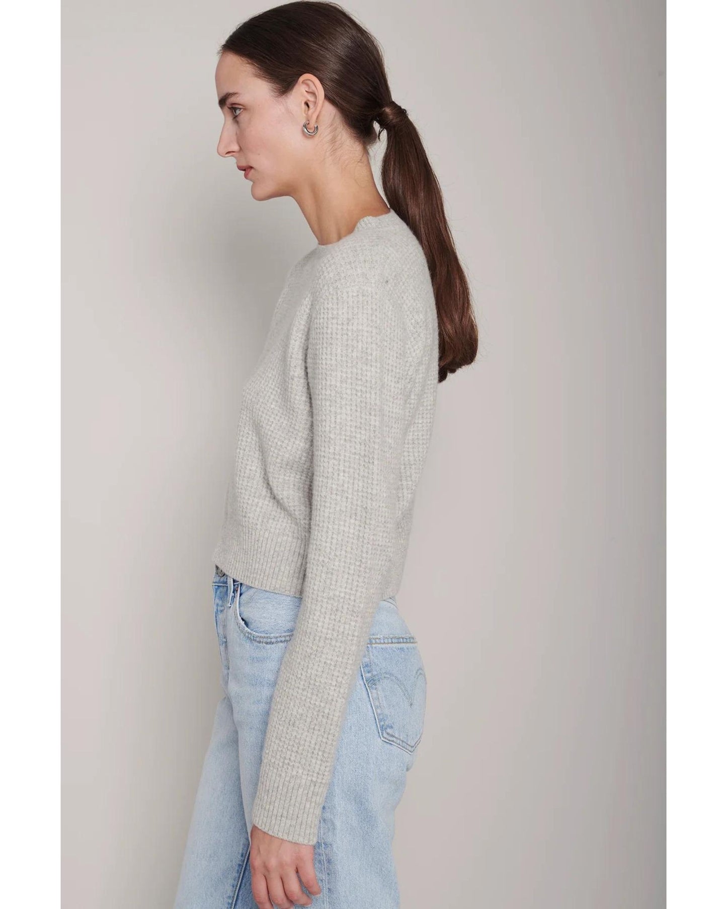 Organic by John Patrick Cora Cashmere Thermal Pullover Grey Melange