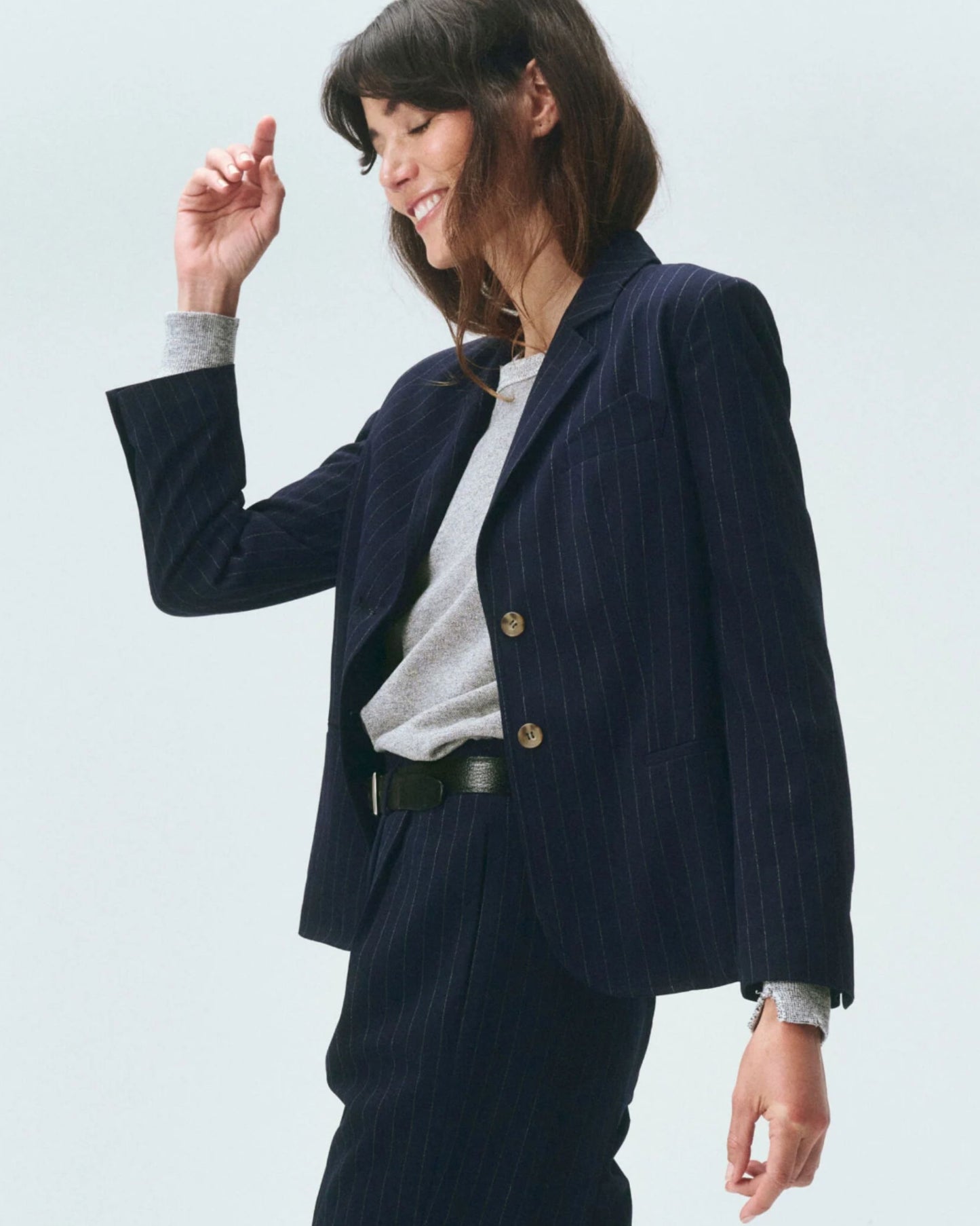 The Great The Shrunken Blazer Navy Pin Stripe