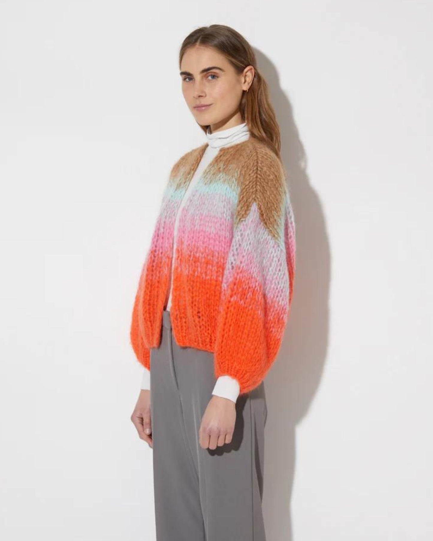 Maiami Gradient Fade Bomber Cardigan Cool Pastels