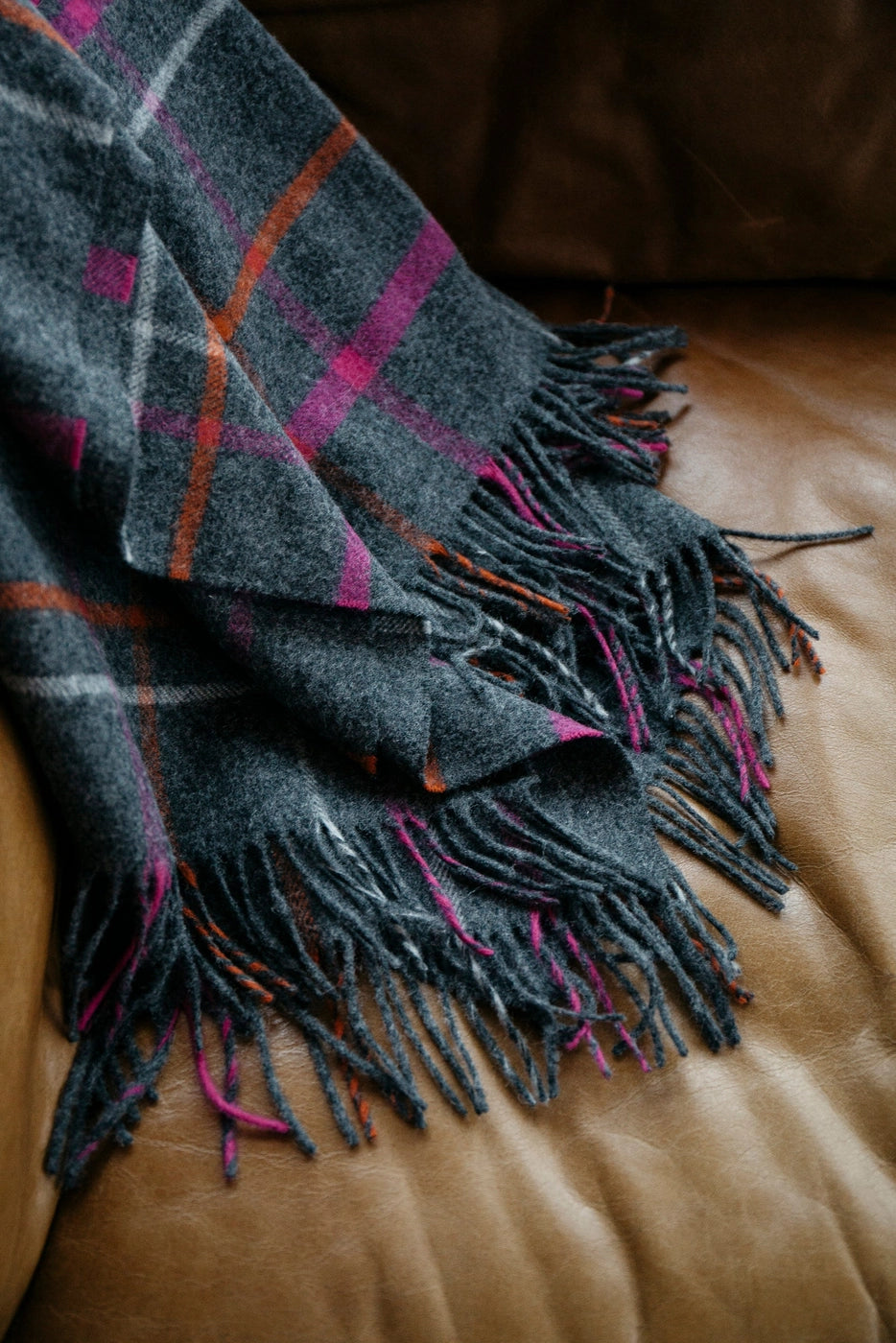 Evangeline 100% Merino Lambswool Patterned Throw Ledge Plaid Multi-Evangeline-Thistle Hill