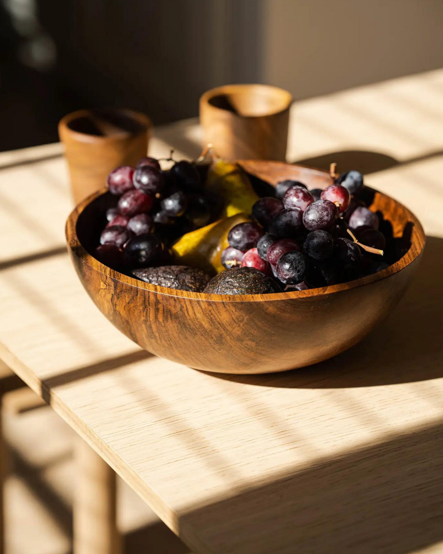 Hand-Carved Large Walnut Wood Bowl