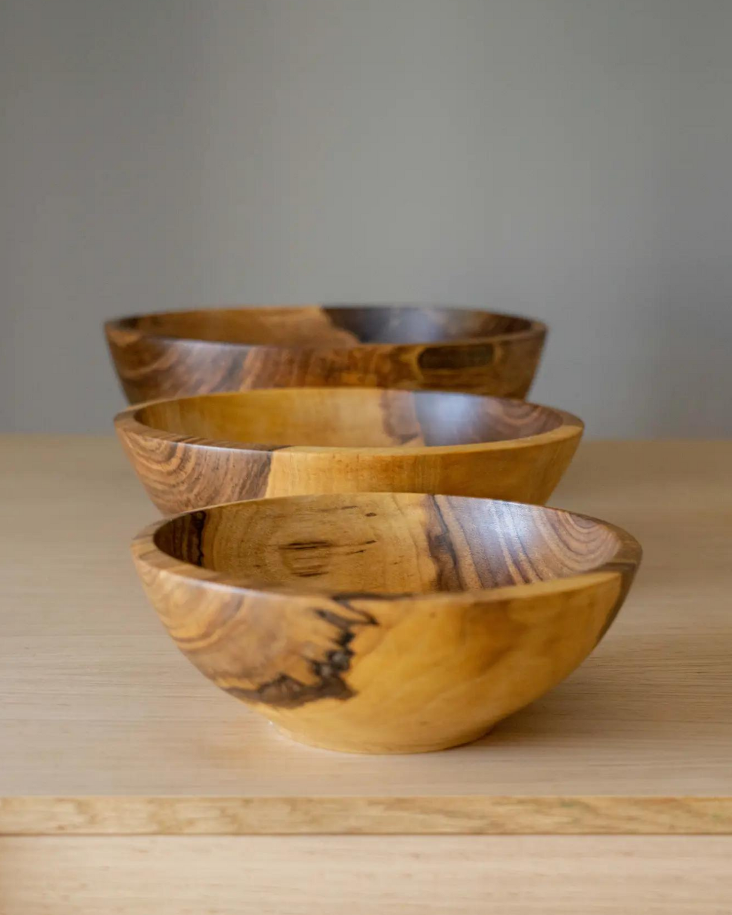 Hand-Carved Wooden Nesting Bowl Set