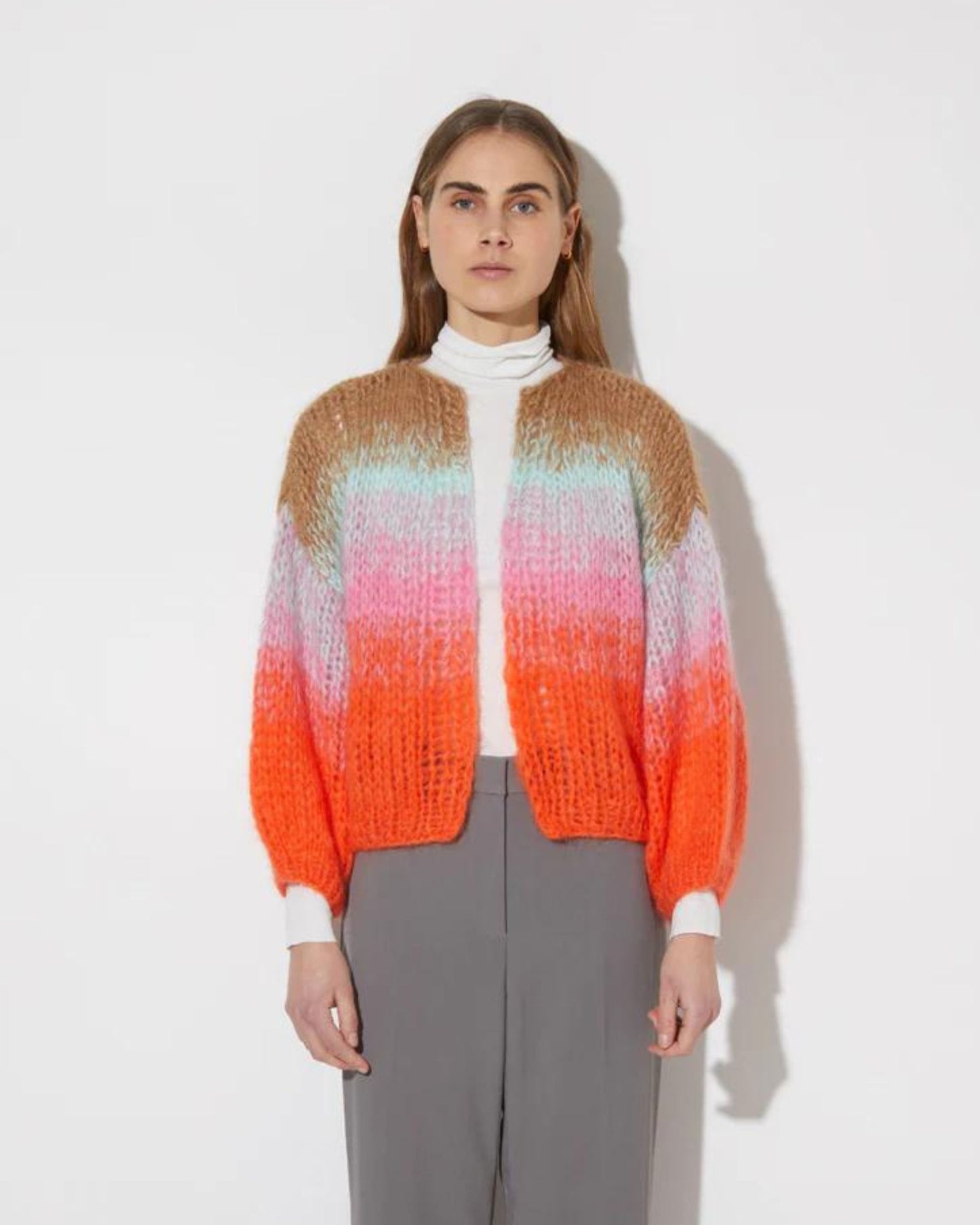 Maiami Gradient Fade Bomber Cardigan Cool Pastels