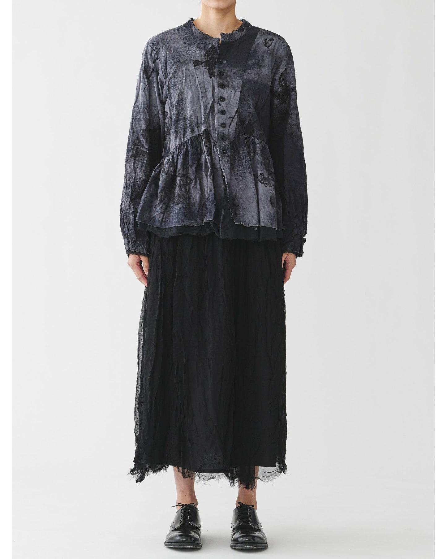 Pas de Calais Flock Print Skirt Black Cupro