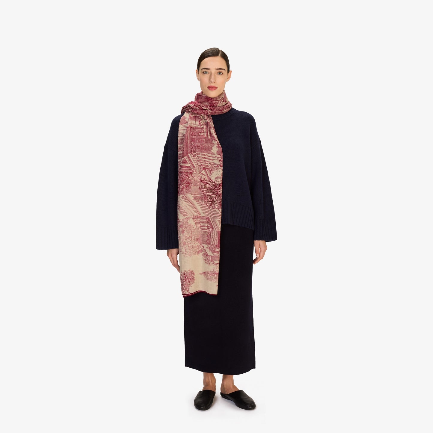 Inoui Editions Scarf 100 Wool Silk Piranesi Red-Inoui Editions-Thistle Hill