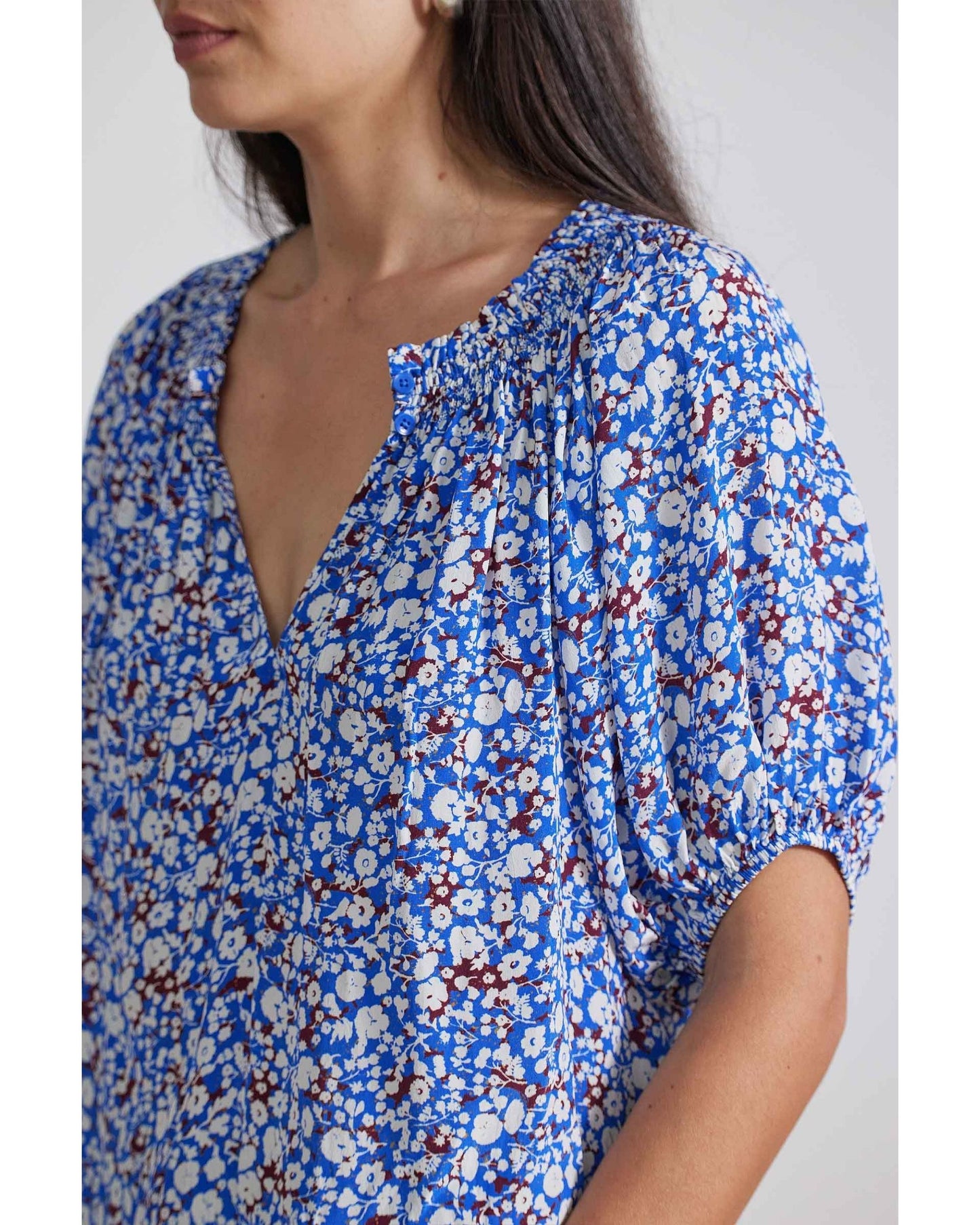 Apiece Apart Esparta Short Sleeve Piet Floral Blue