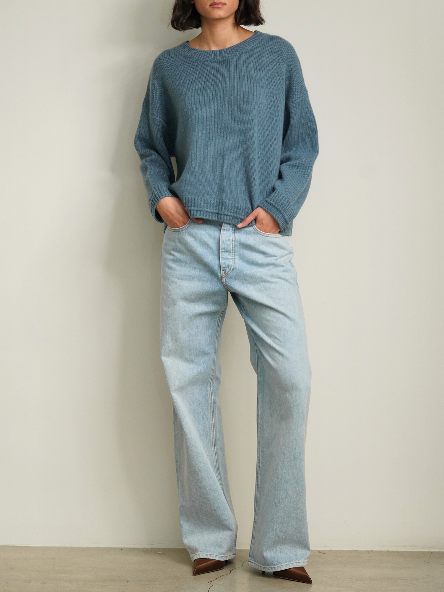 Sablyn Alston Boyfriend Crewneck Smoky Blue-Sablyn-Thistle Hill