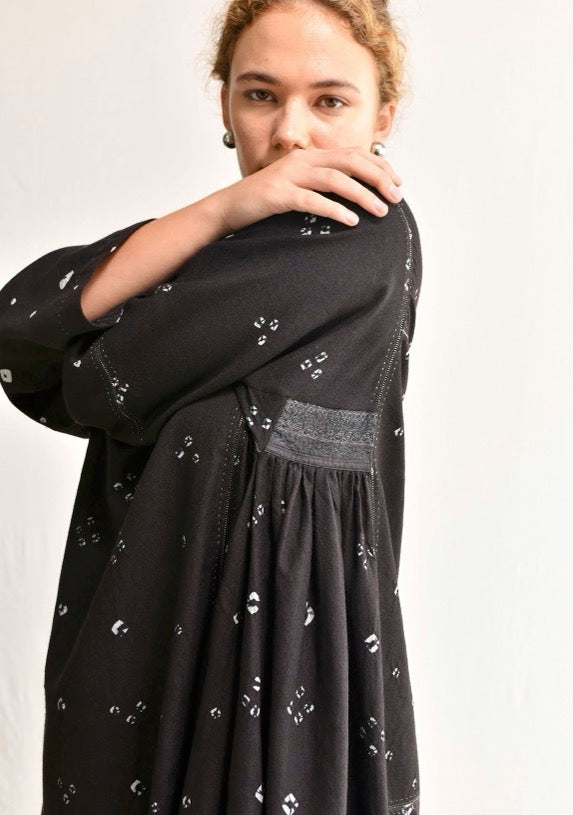Maku Marina Black with Embroidered Blue Dress-Maku-Thistle Hill