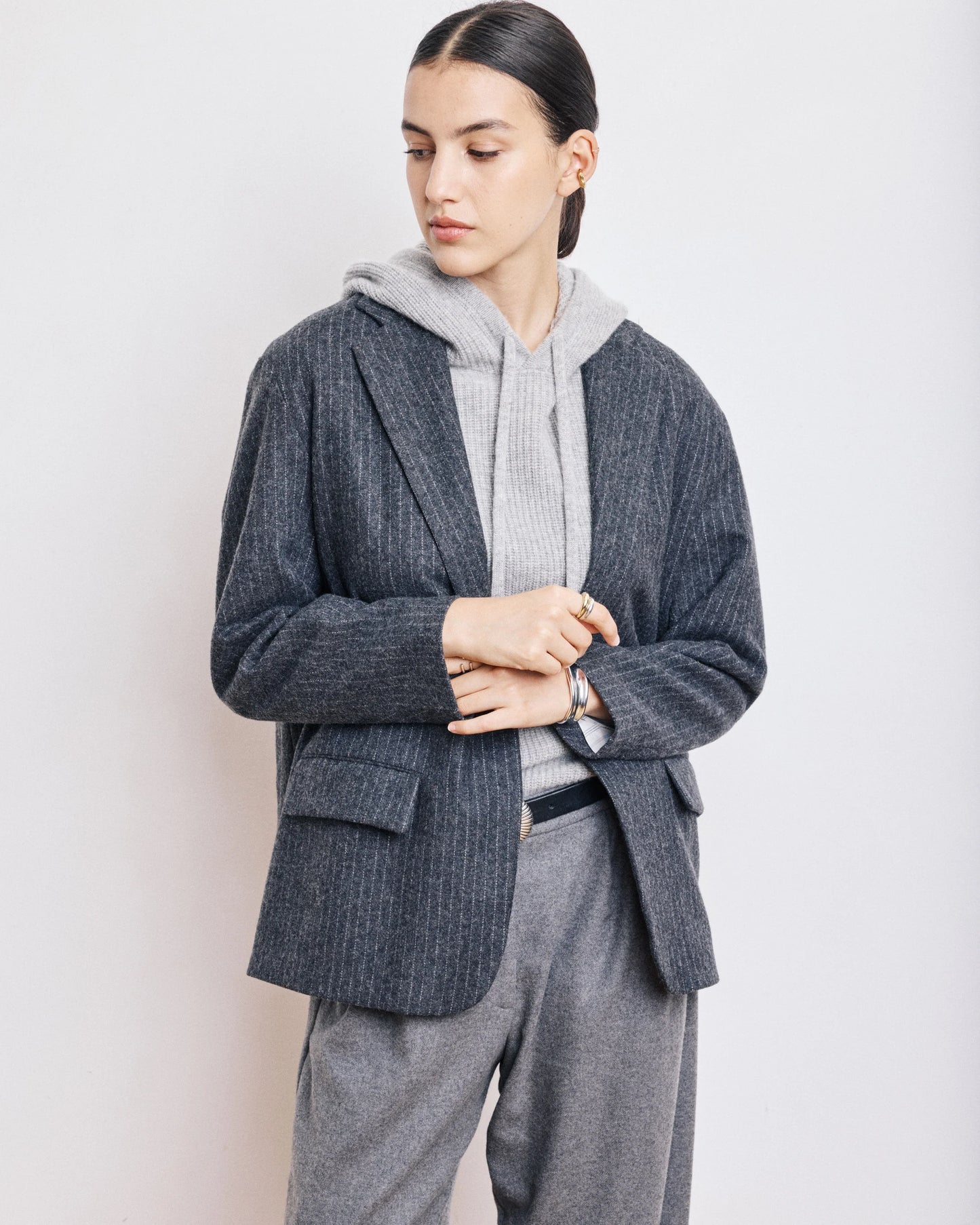 Hartford Woven Jacket Victo Dark Grey & White-Hartford-Thistle Hill