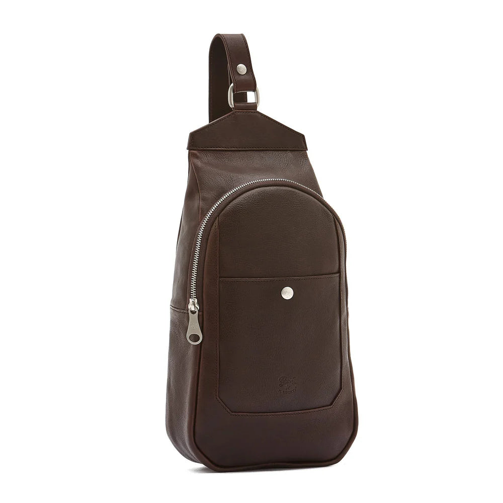 Il Bisonte Cosimo One Strap Backpack in Vintage Leather in Caffe Il Bisonte Cosimo One Strap Backpack in Vintage Leather in Caffe