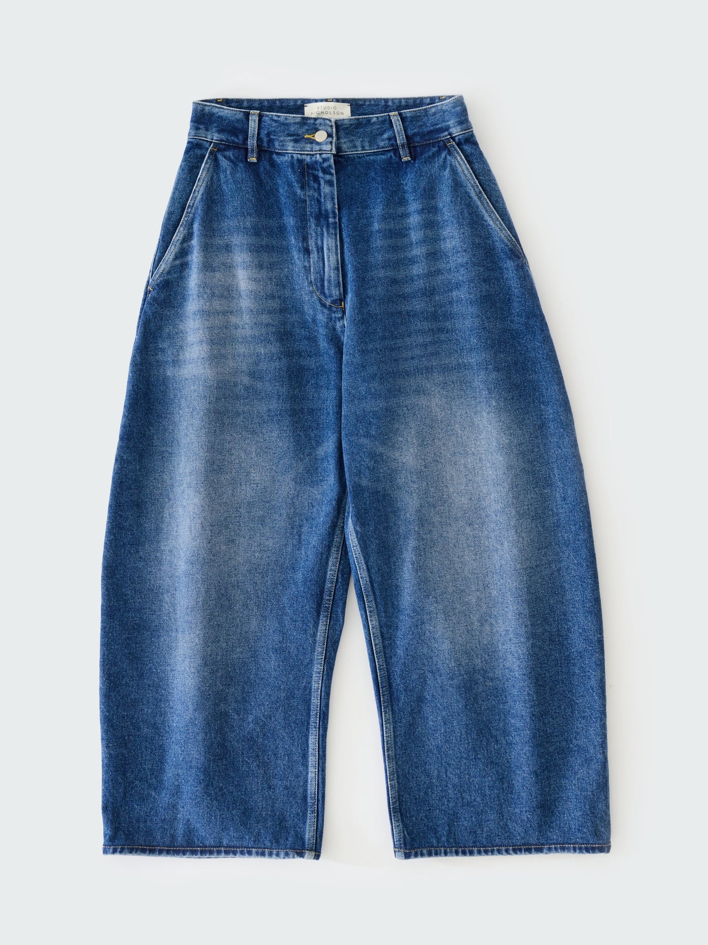 Studio Nicholson Chalco Denim Wide Crop Pant Worn Wash Indigo-Studio Nicholson-Thistle Hill