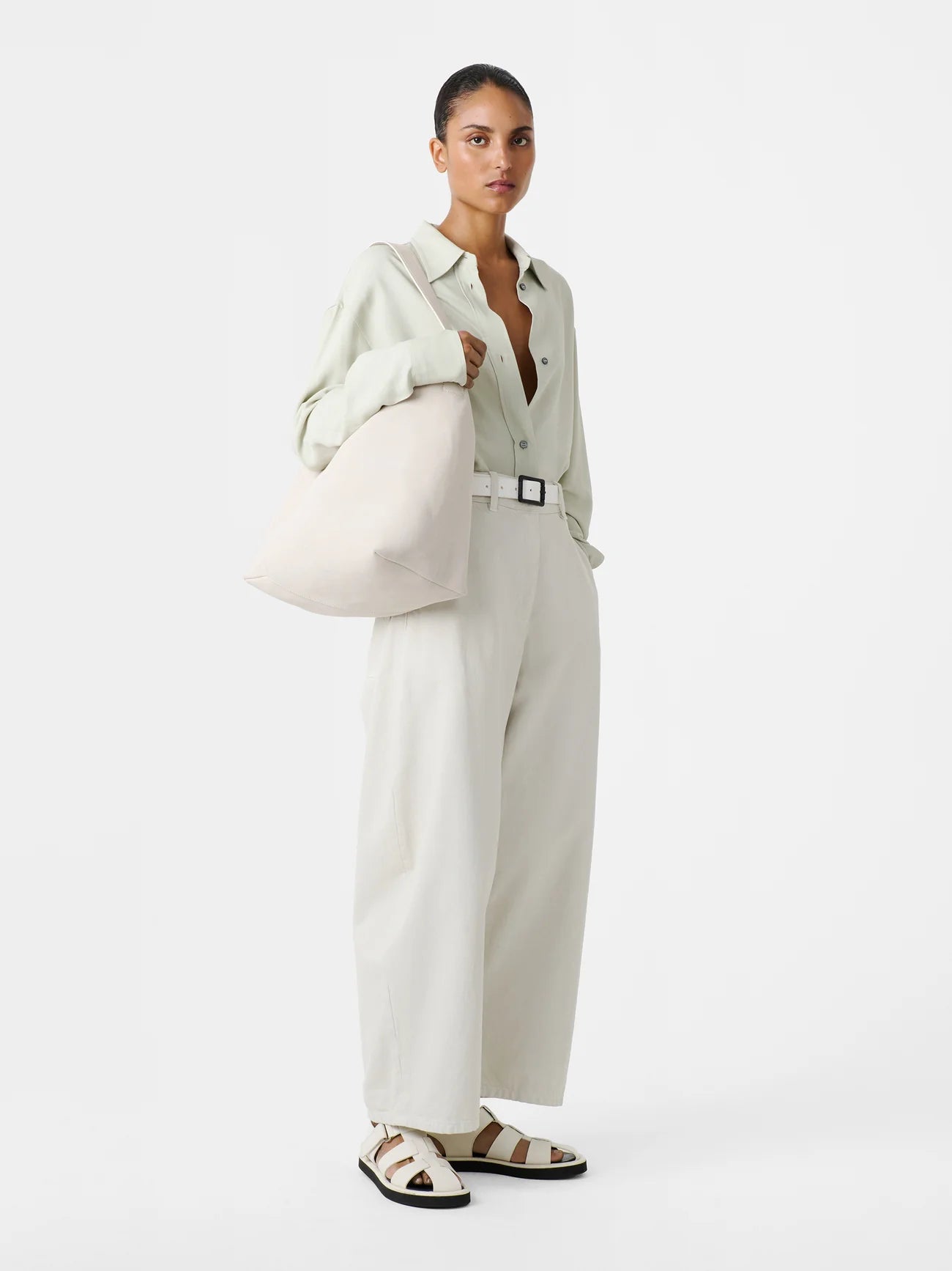 Studio Nicholson Chalco Denim Wide Crop Pant Ice-Studio Nicholson-Thistle Hill