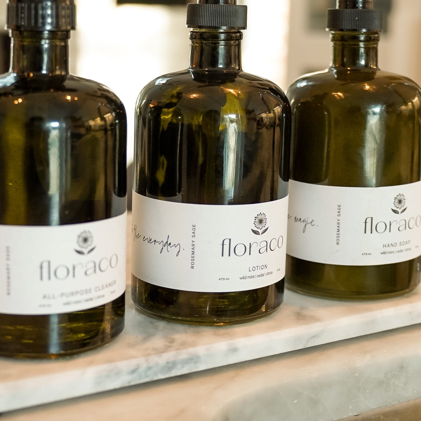 Floraco Rosemary Sage Refillable Glass Hand Soap-Floraco-Thistle Hill
