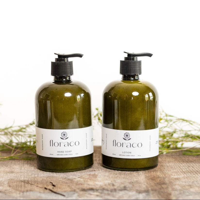Floraco Rosemary Sage Refillable Glass Hand Soap-Floraco-Thistle Hill