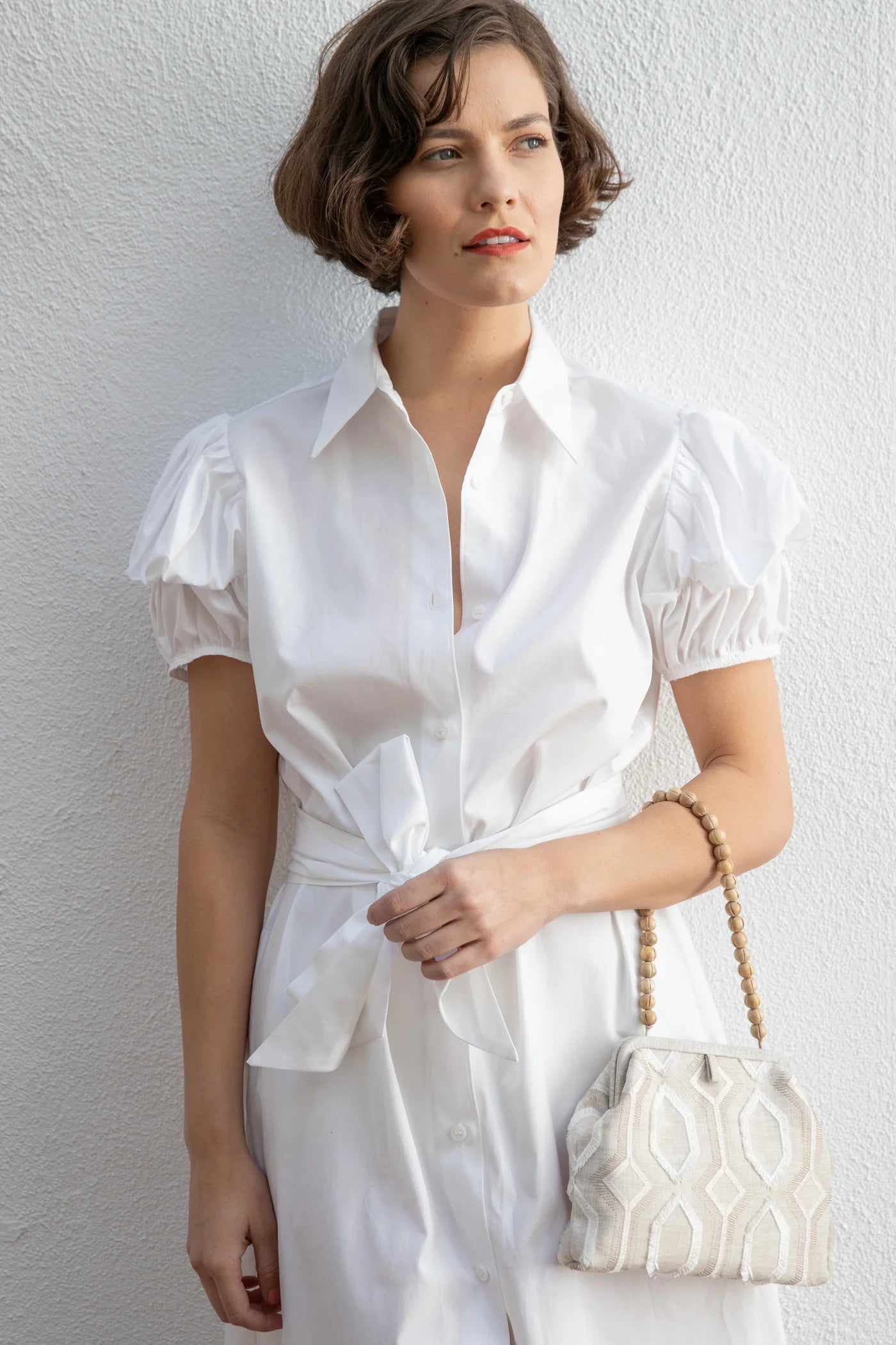 Marian Paquette Danielle Embroidered Taupe / White