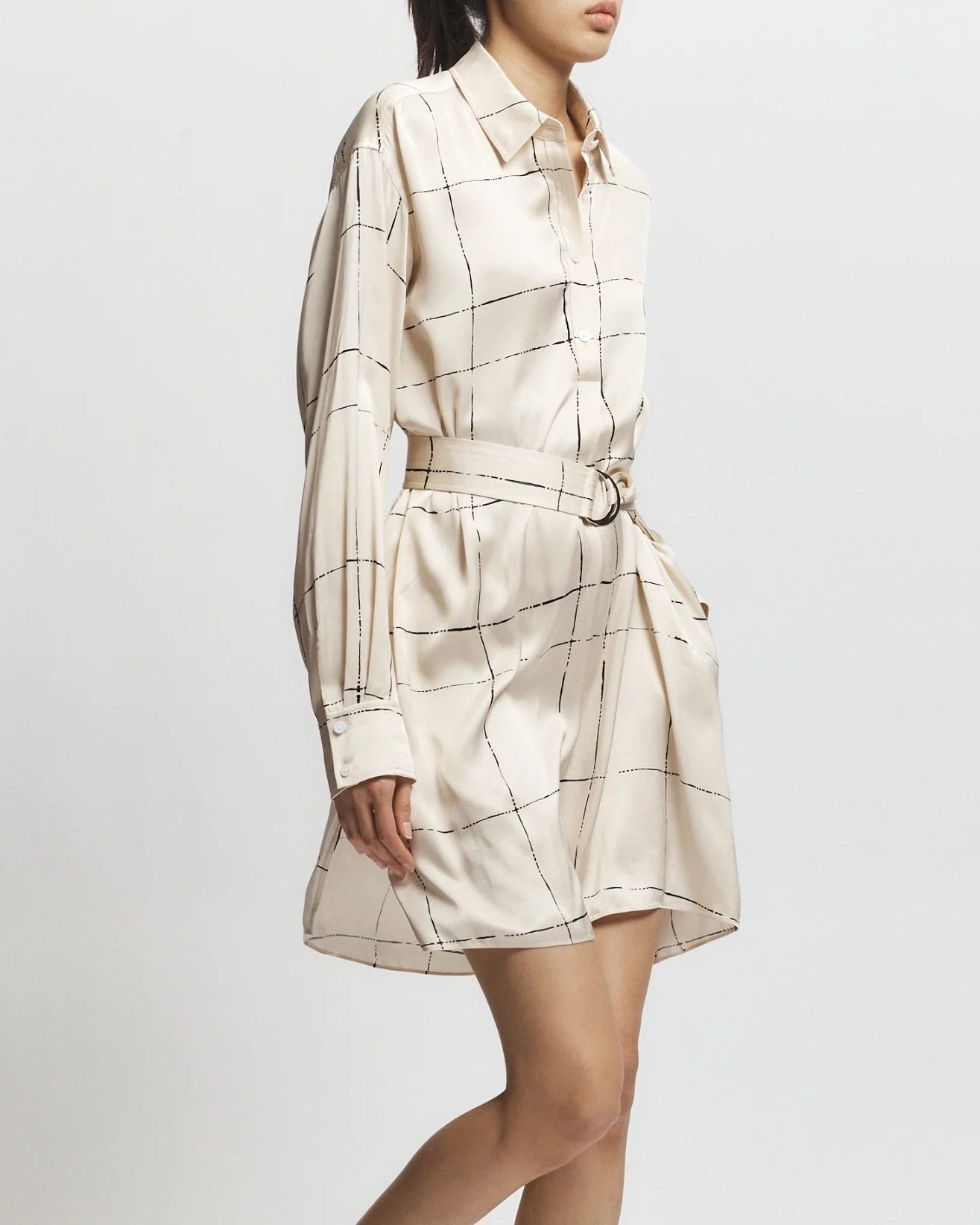 Saint Art Enzo Belted Shirt Dress Ivory Extra Small
