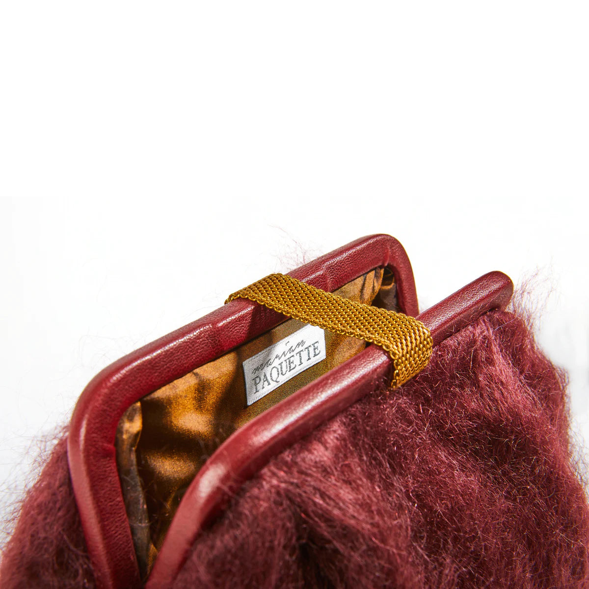 Marian Paquette Susan Mohair Clutch with Vintage Chain Wine-Marian Paquette-Thistle Hill