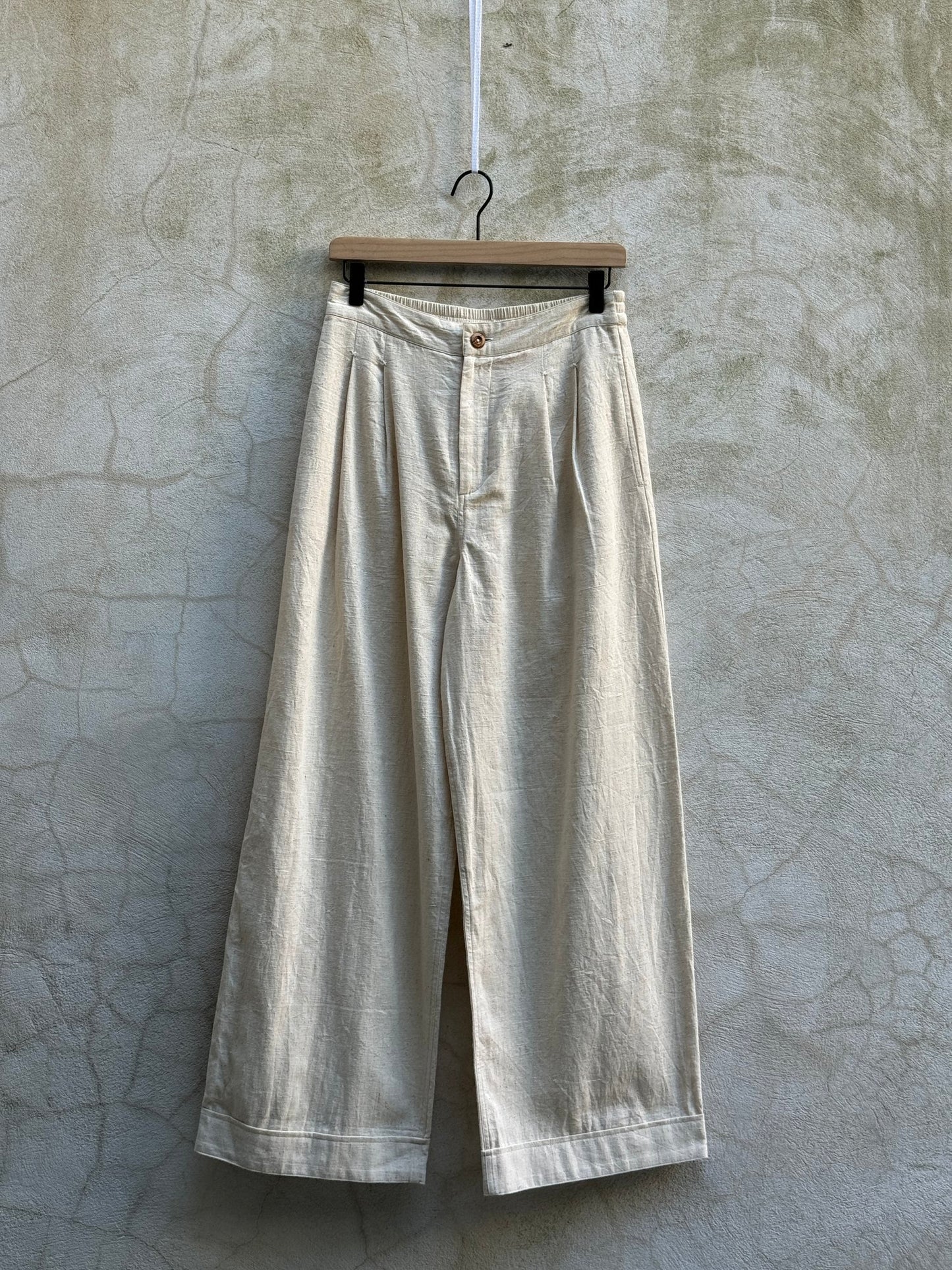 NYMåNE Wes Pleat Pant Natural-NYMåNE-Thistle Hill