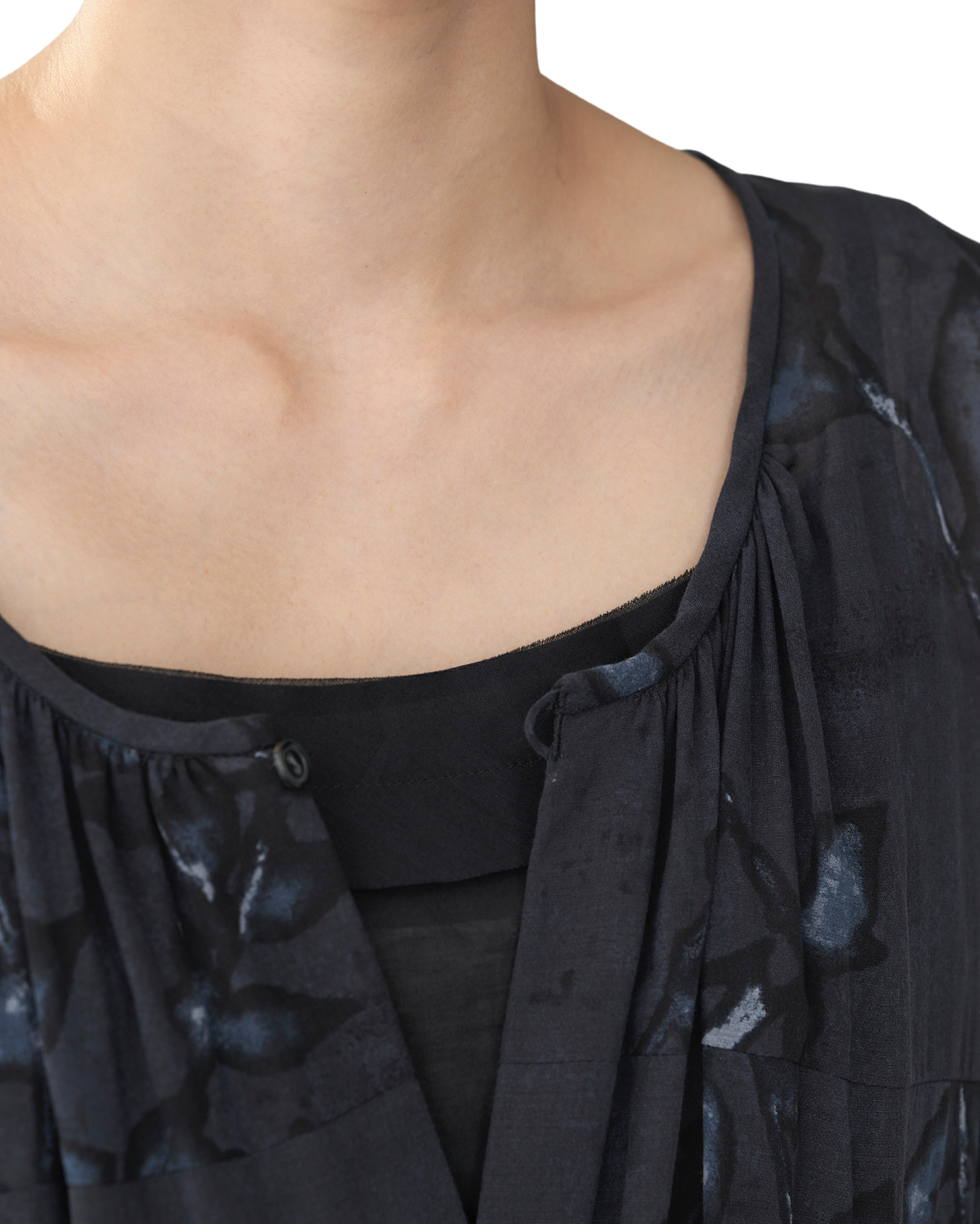 Pas de Calais Cymbidium Print Long Dress Charcoal-Pas De Calais-Thistle Hill