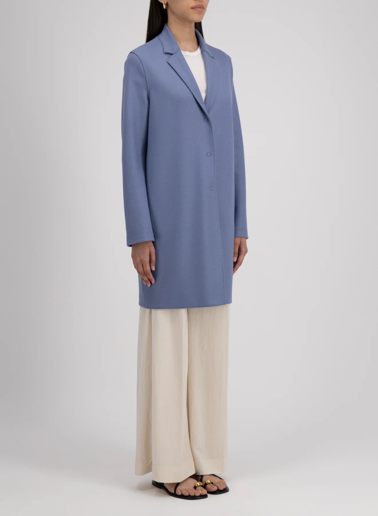 Harris Wharf London Cocoon Coat Cashmere Blend Denim Blue-Harris Wharf London-Thistle Hill