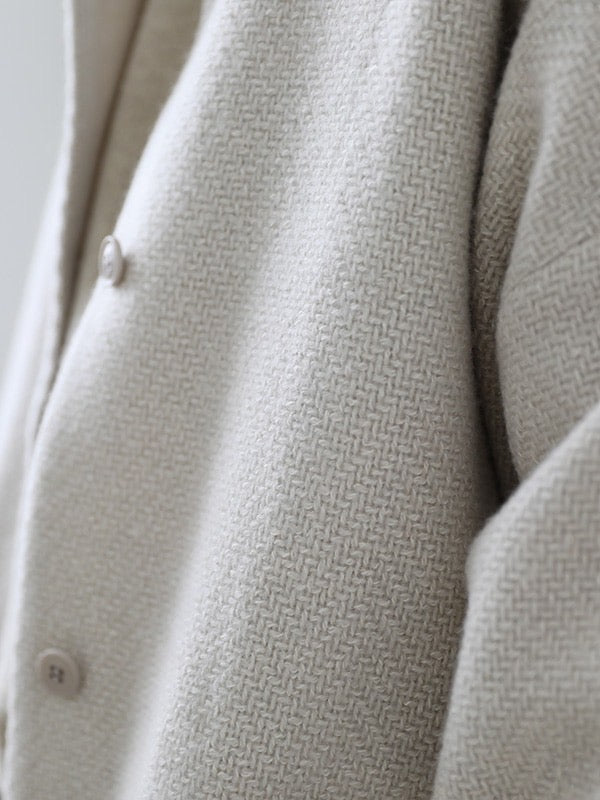 Evam Eva Renew Wool Stand Short Coat Ivory-Evam Eva-Thistle Hill